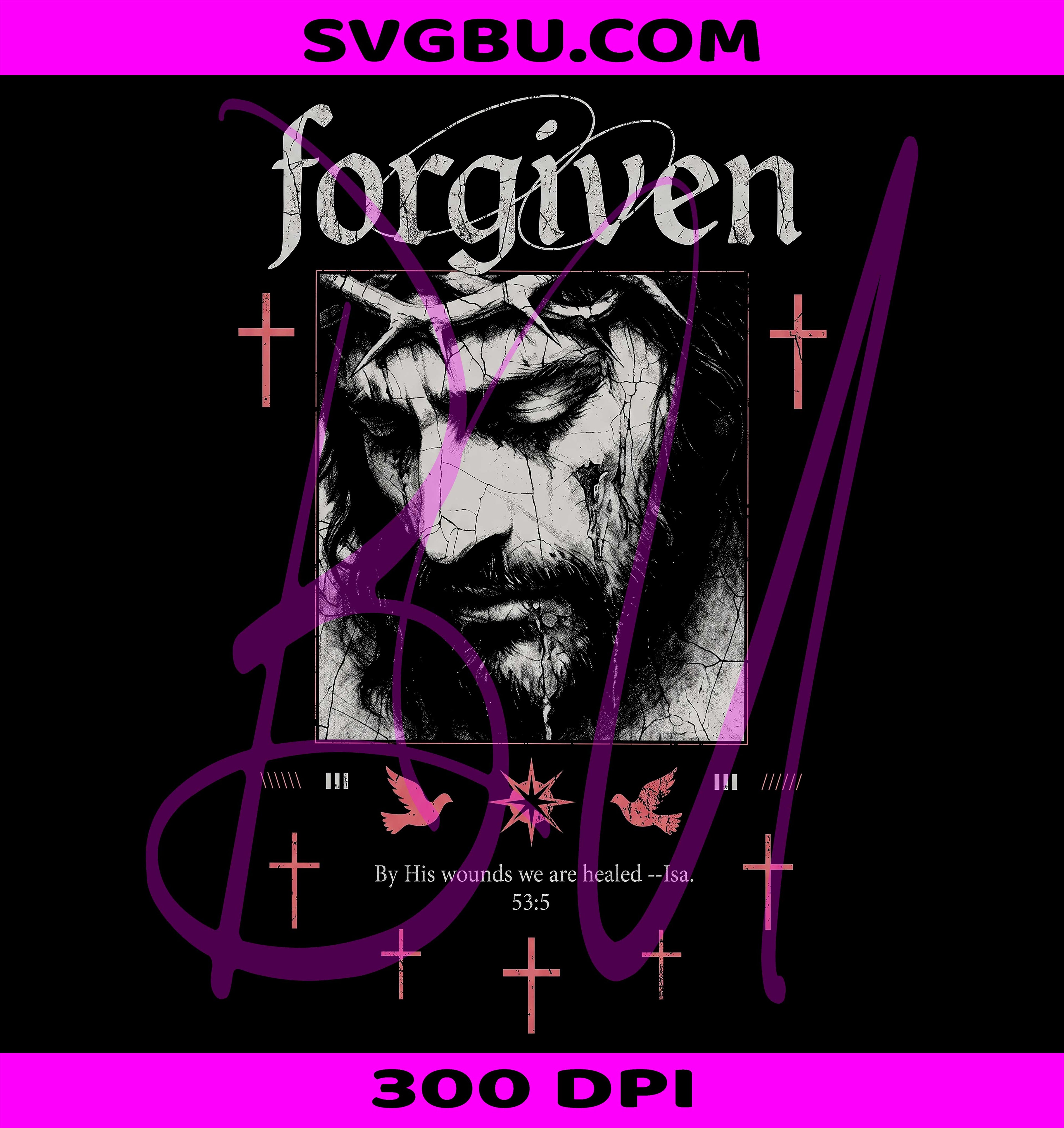 Forgiven PNG, Christian Streetwear PNG, Vintage Jesus PNG