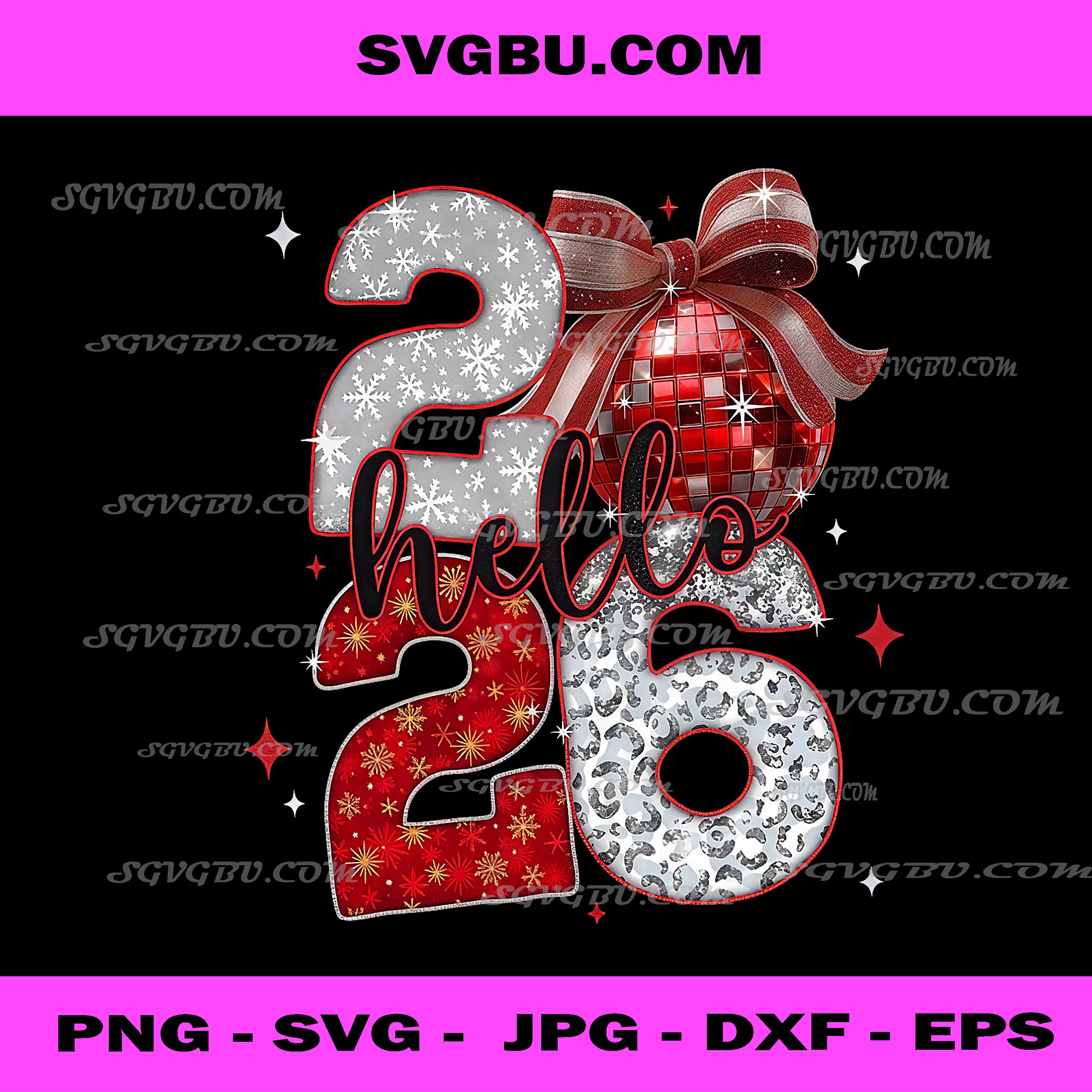 Trendy New Year’s Eve Hello 2026 PNG, Happy New Year Family PNG