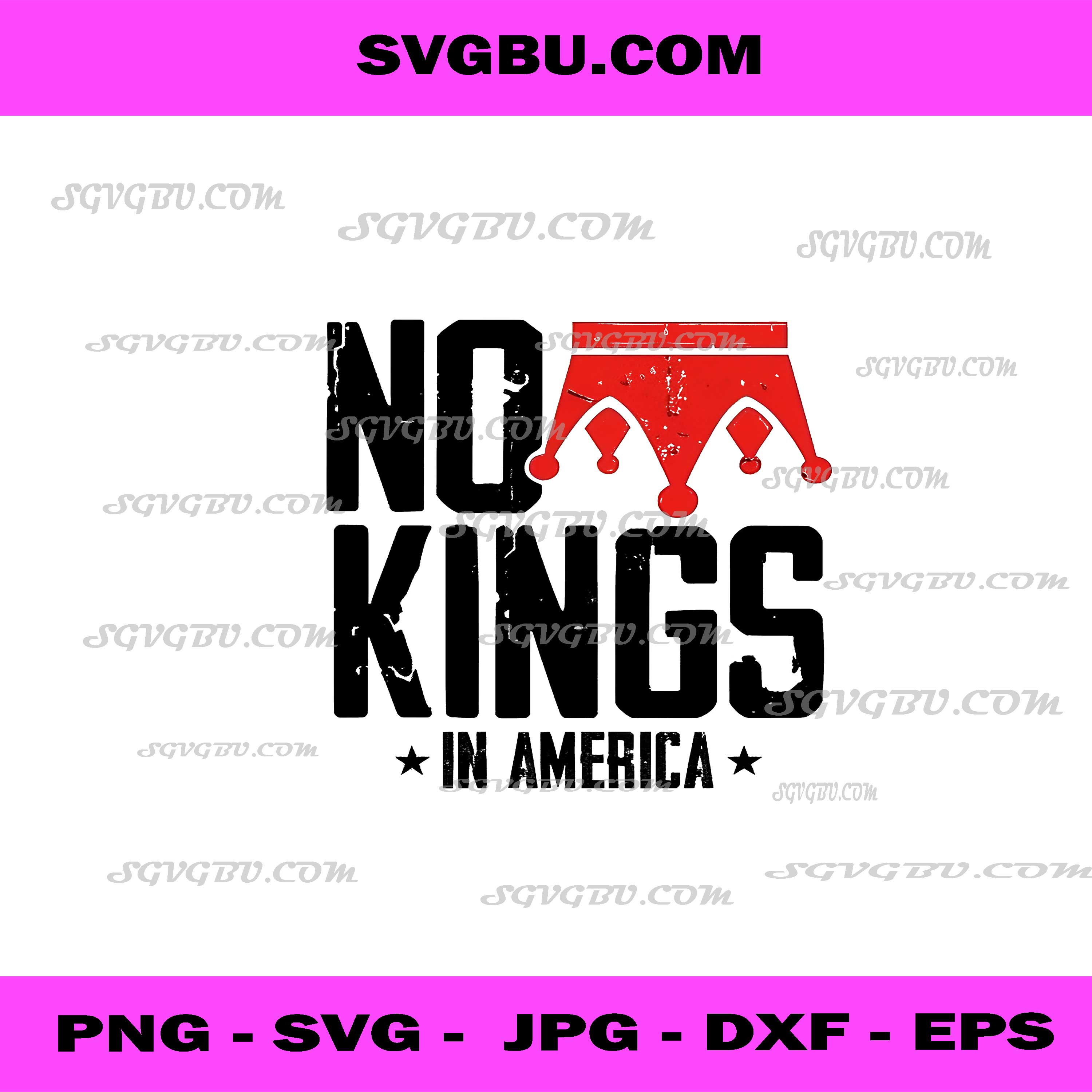 No Kings In America PNG Distressed Red Crown Bold Text PNG