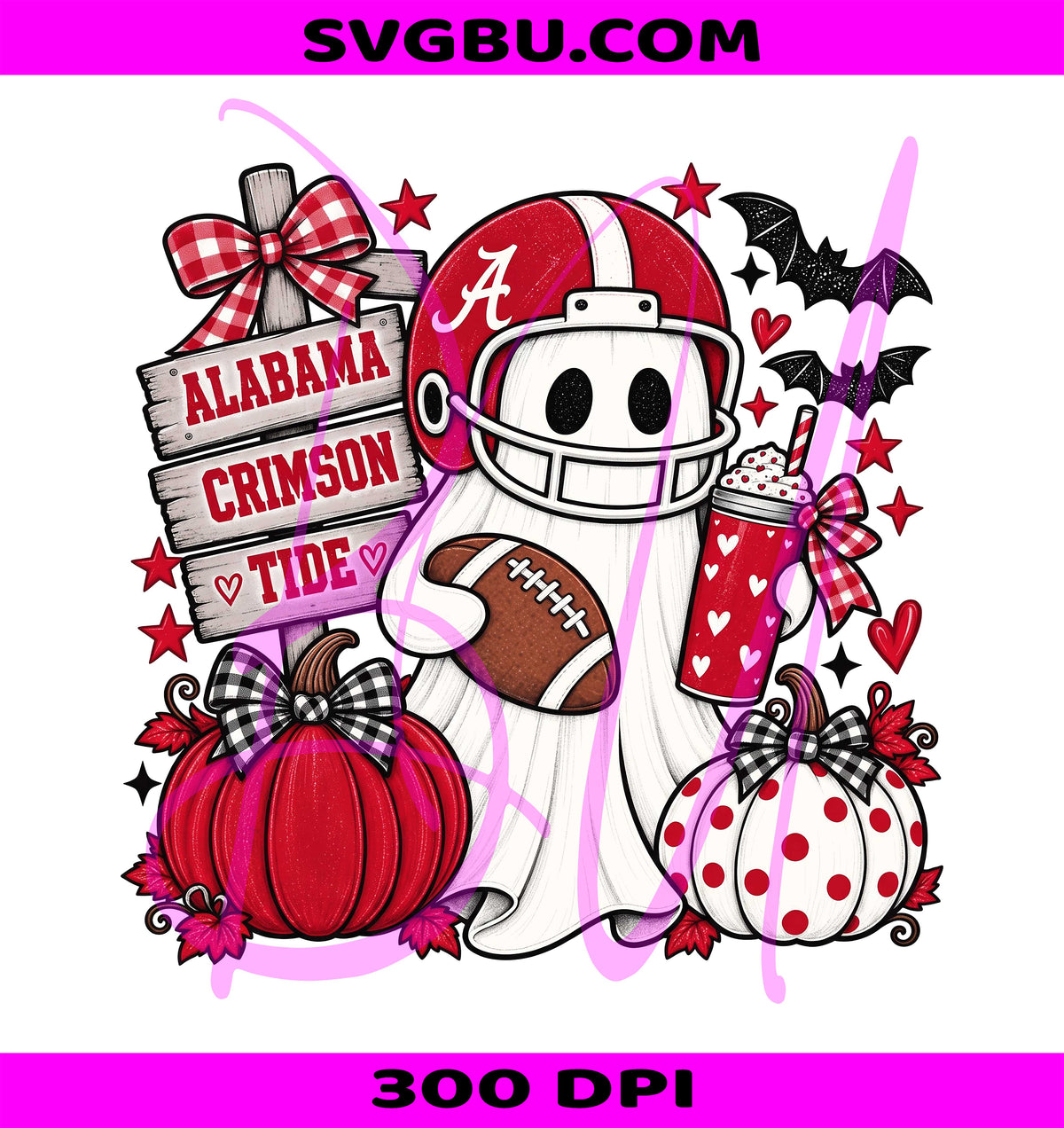 Halloween Alabama PNG, Crimson Tide Ghost PNG, Roll Tide Fall PNG