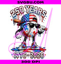 250 Years USA Baseball PNG, Patriotic Baseball Drip PNG, America 250th Anniversary PNG