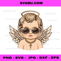Angel Baby PNG, Funny Angel Baby Attitude Artwork, Cool Angel Baby With Sunglasses Design