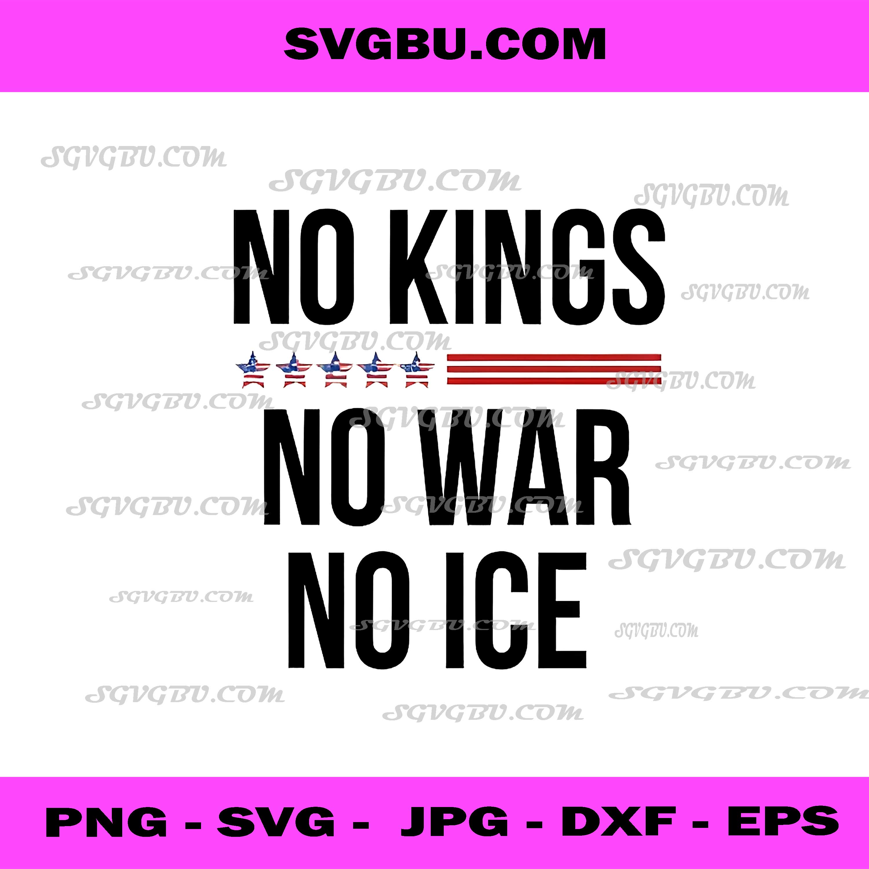 No Kings No War No Ice PNG Patriotic American Flag PNG