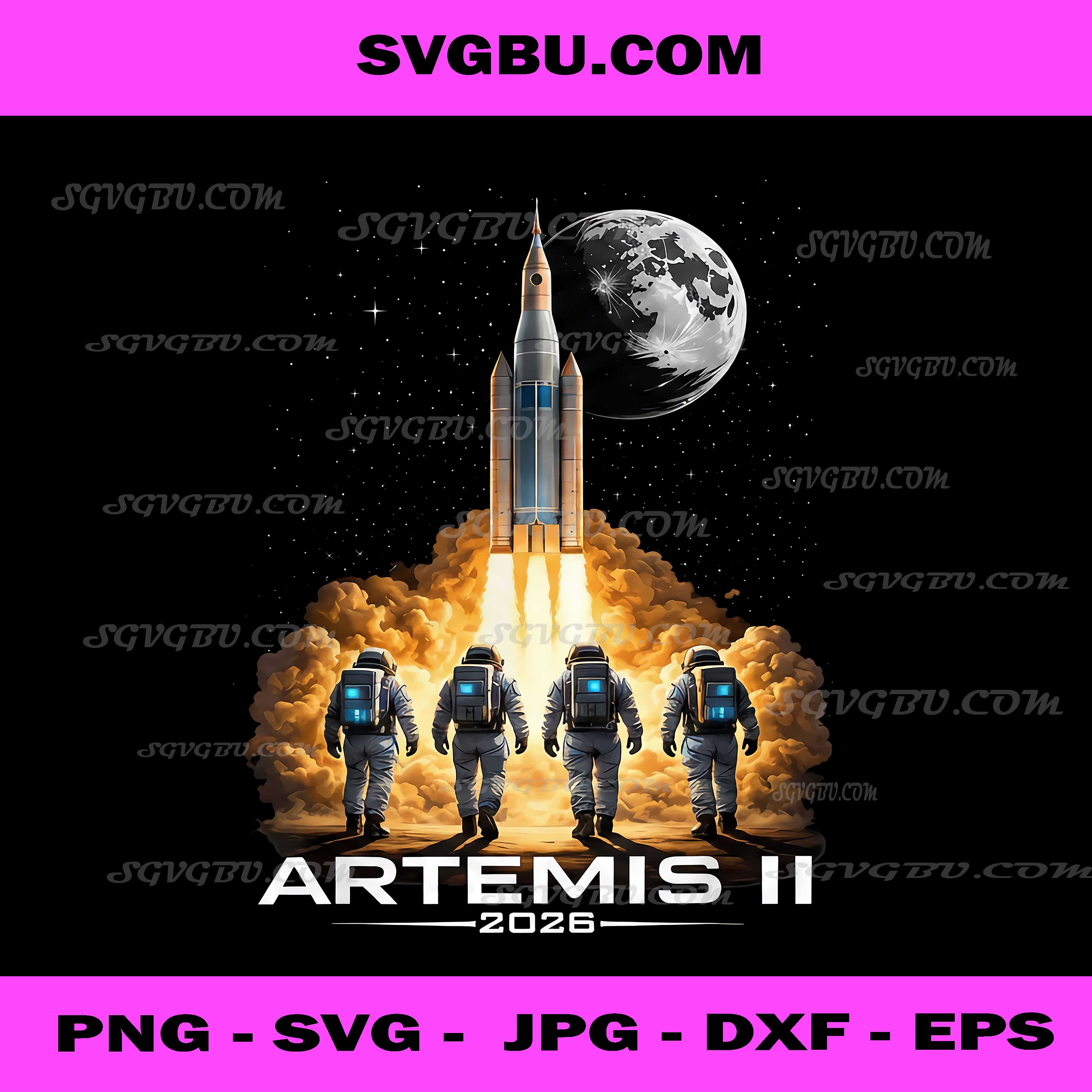 Artemis II 2026 PNG, NASA Astronaut Crew Moon Mission Rocket Launch