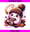 Cute Ghost PNG, Hot Cocoa Fall PNG, Cozy Halloween PNG