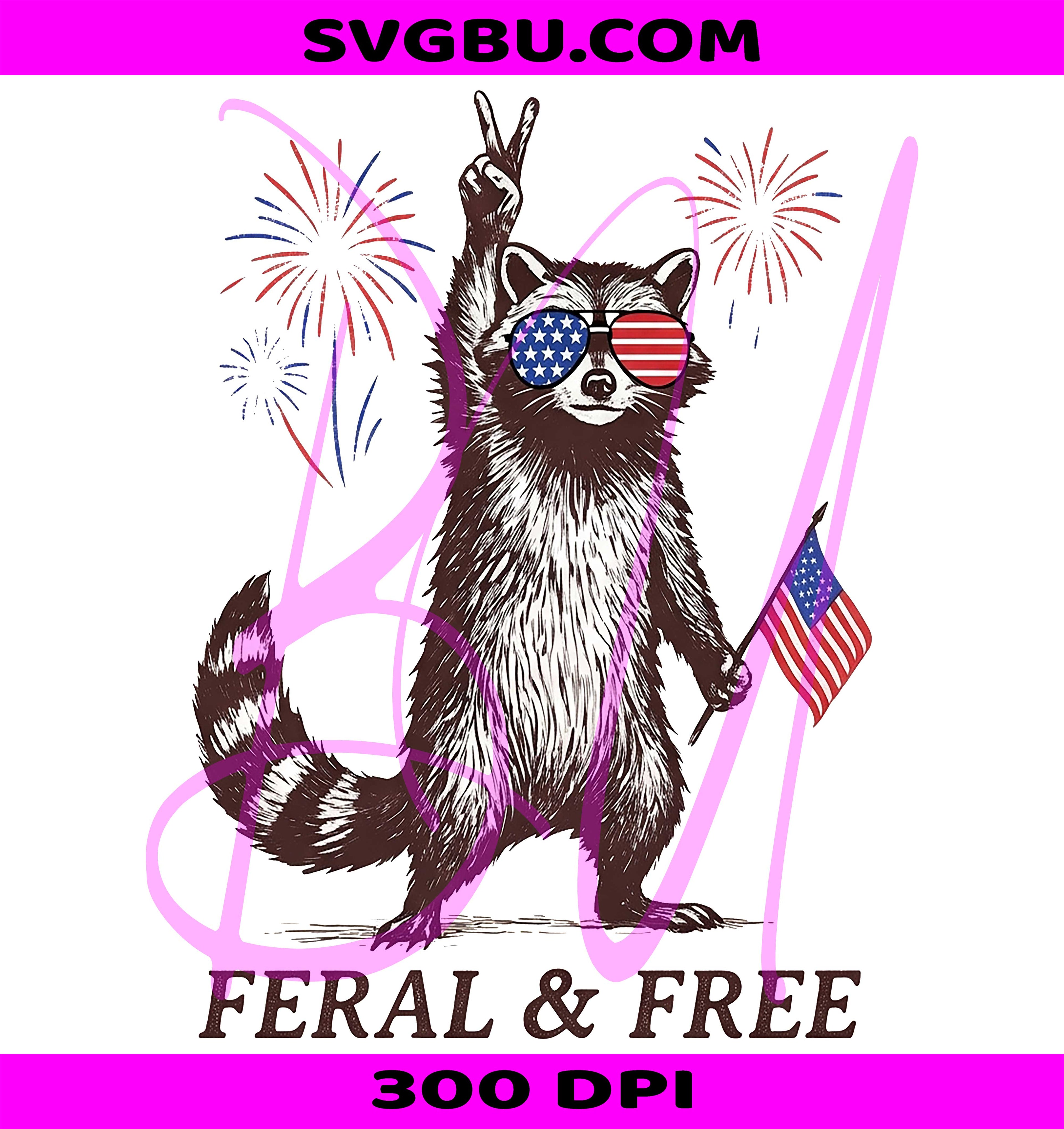 Feral & Free Raccoon PNG, Funny Memorial Day PNG