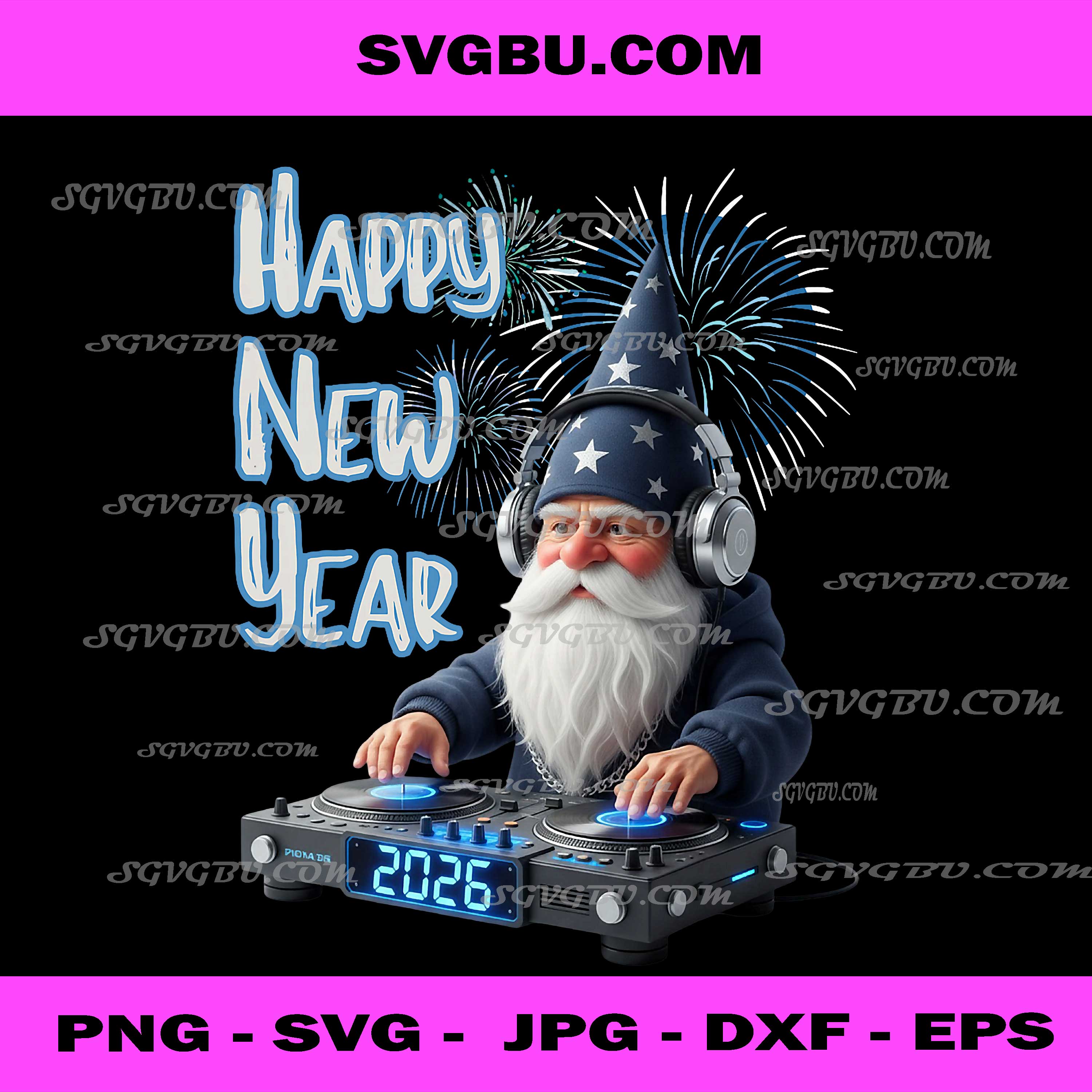 Happy New Year 2026, DJ Gnomes December 31 Celebrating Party PNG