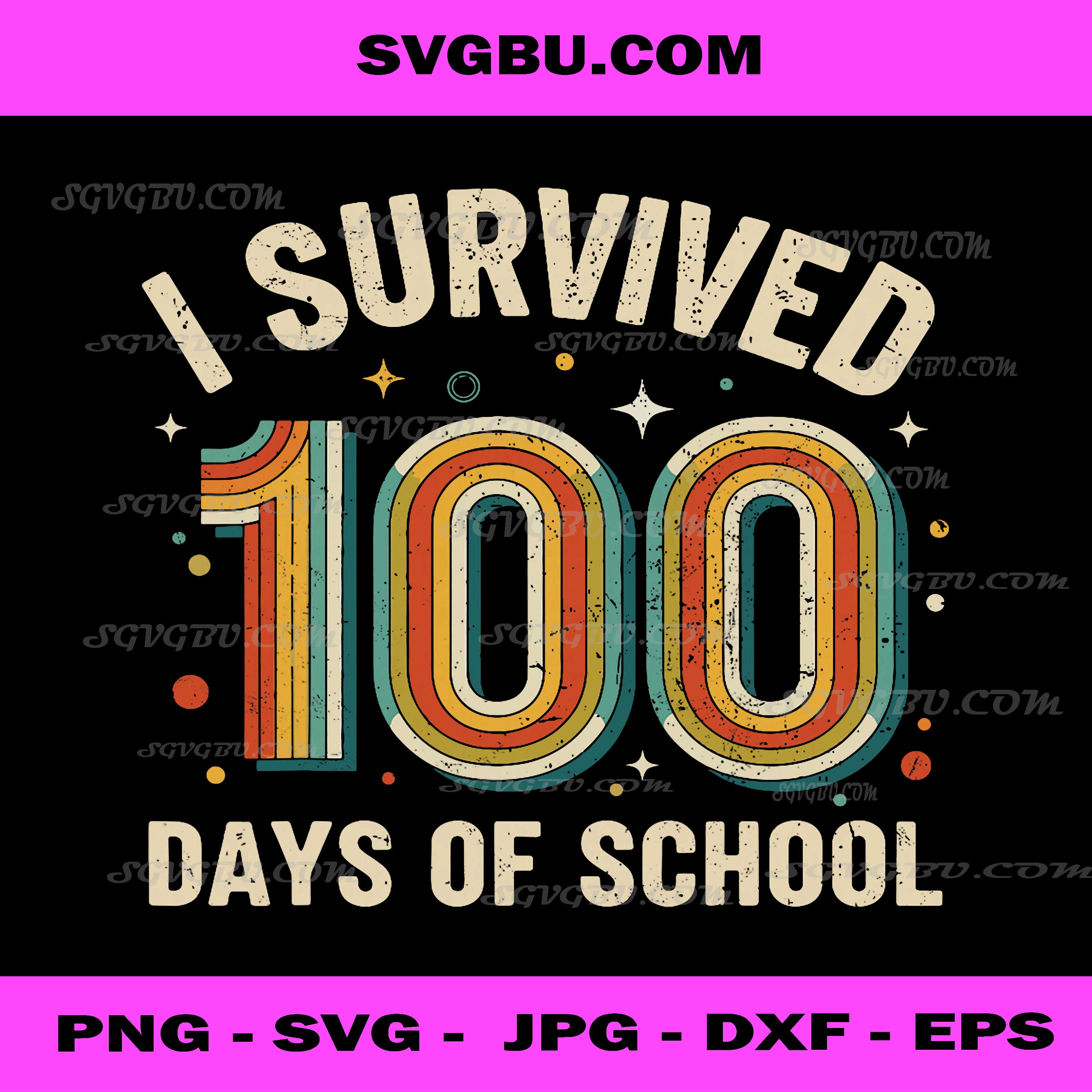 Vintage I Survived 100 Days of School PNG