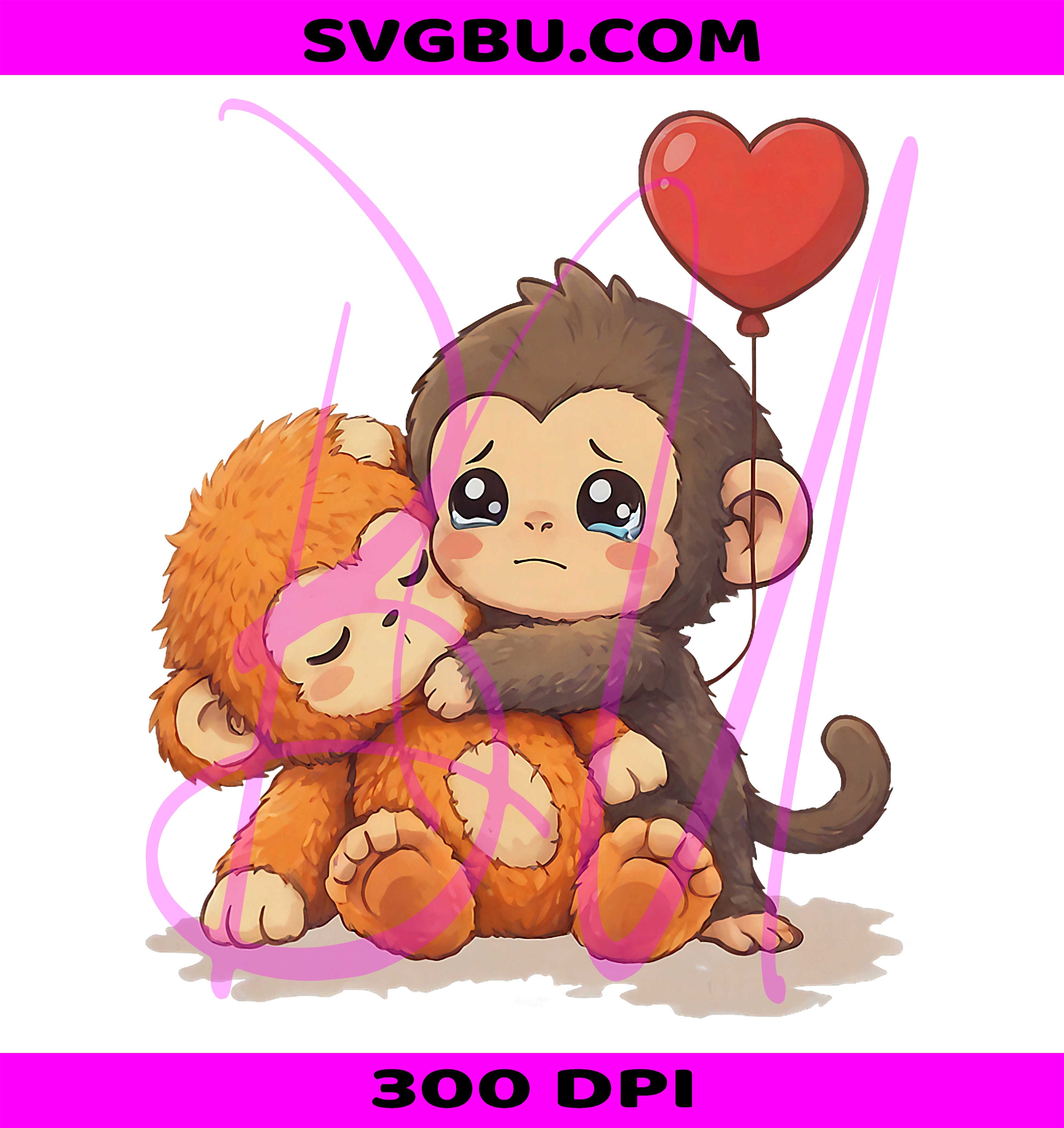 Cute Baby Monkey Punch PNG, Cute Animal Apparel Design PNG