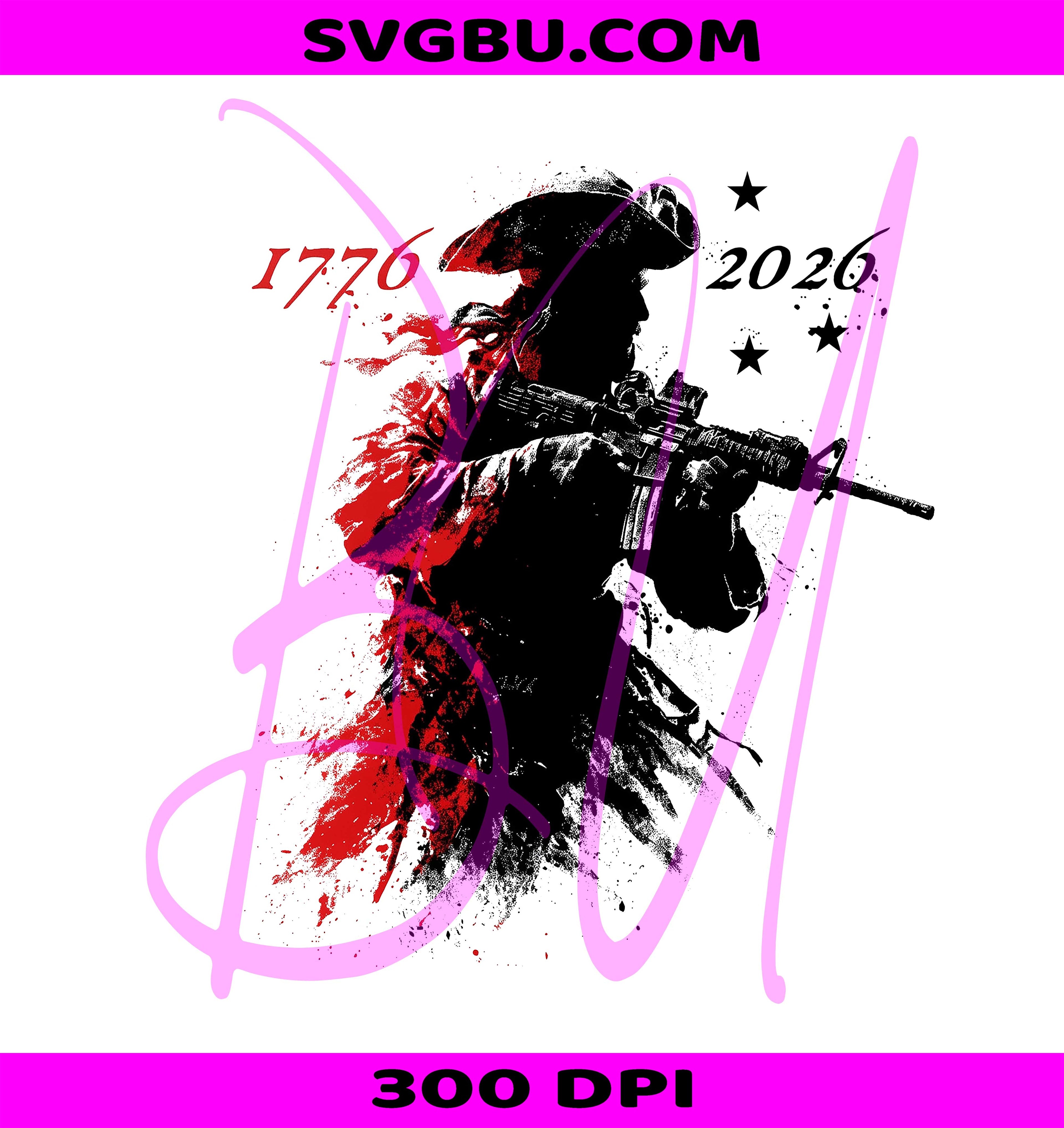 1776 2026 Revolutionary Soldier PNG, Patriotic Minuteman Rifle PNG