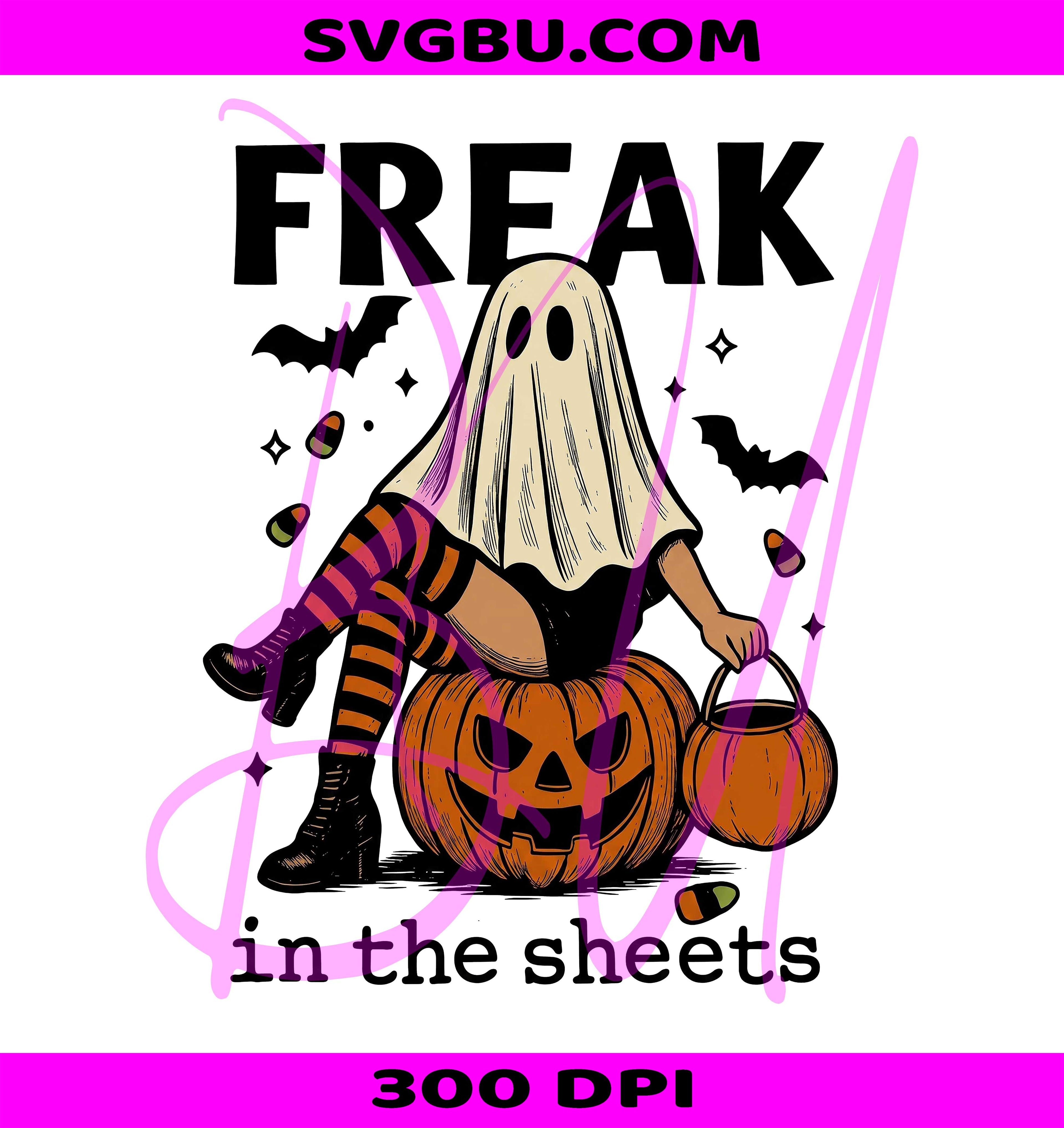 Freak In The Sheets PNG, Pinup Ghost Girl PNG, Halloween Pumpkin PNG
