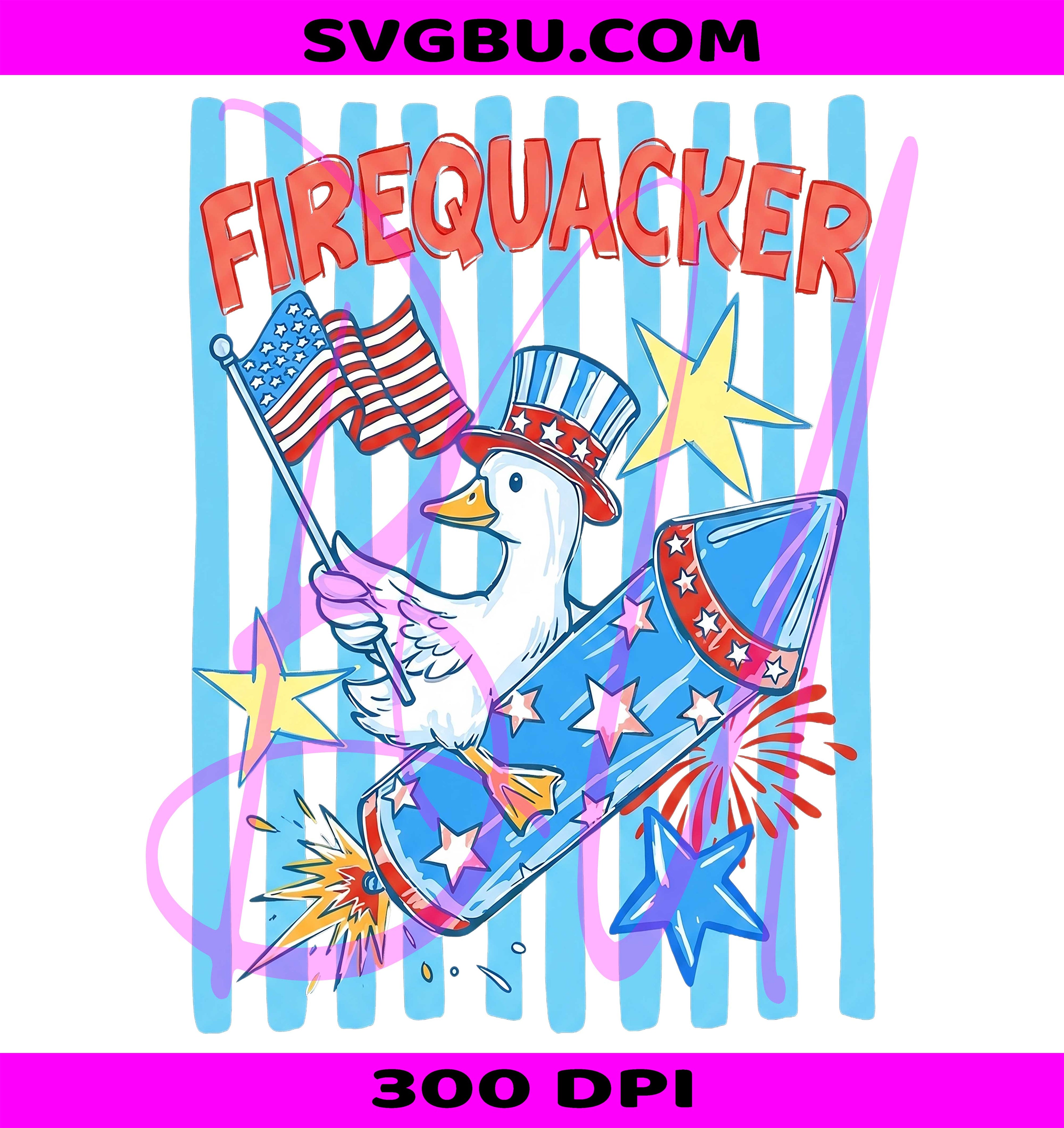 Firequacker Goose PNG, Patriotic Goose PNG, Firequacker 4th of July PNG