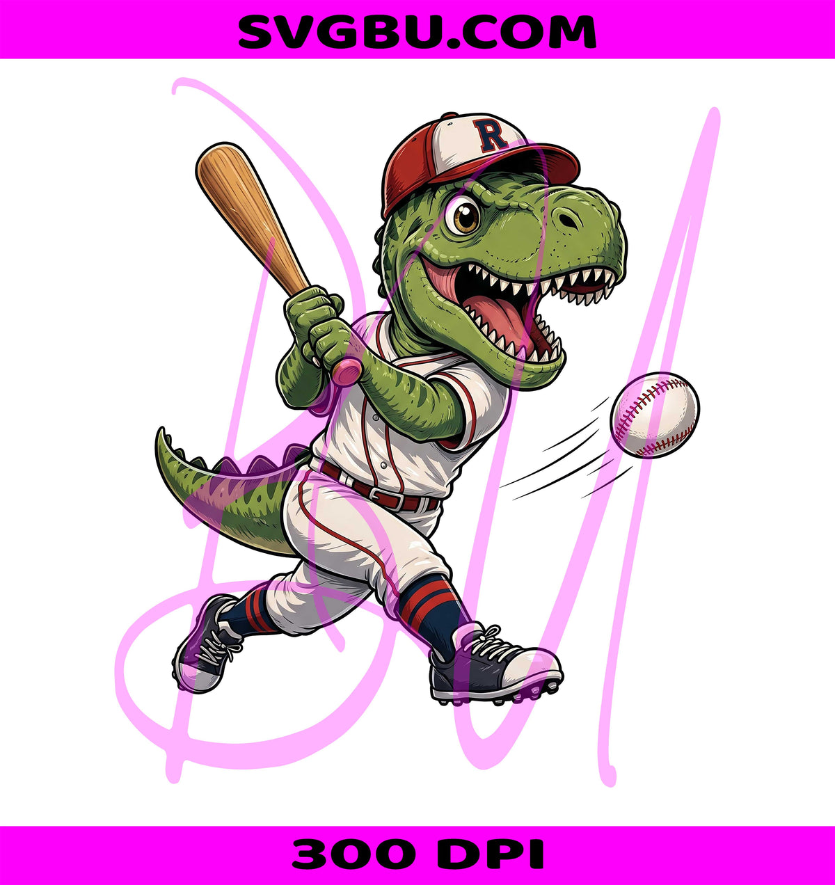 Dinosaur Baseball PNG, T-Rex Mascot PNG, Sports Sublimation PNG