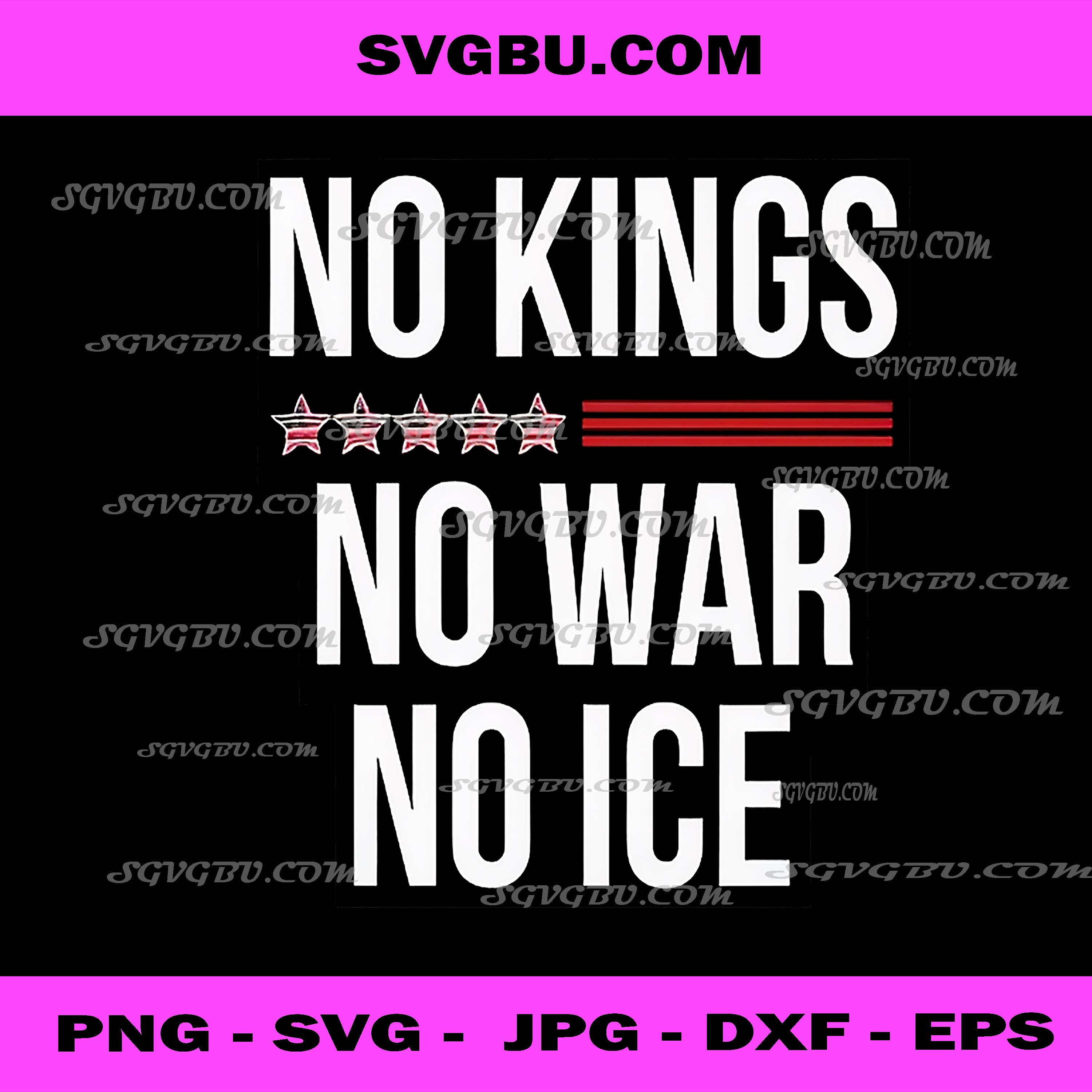 No Kings No War No Ice PNG Patriotic Black Background Art PNG