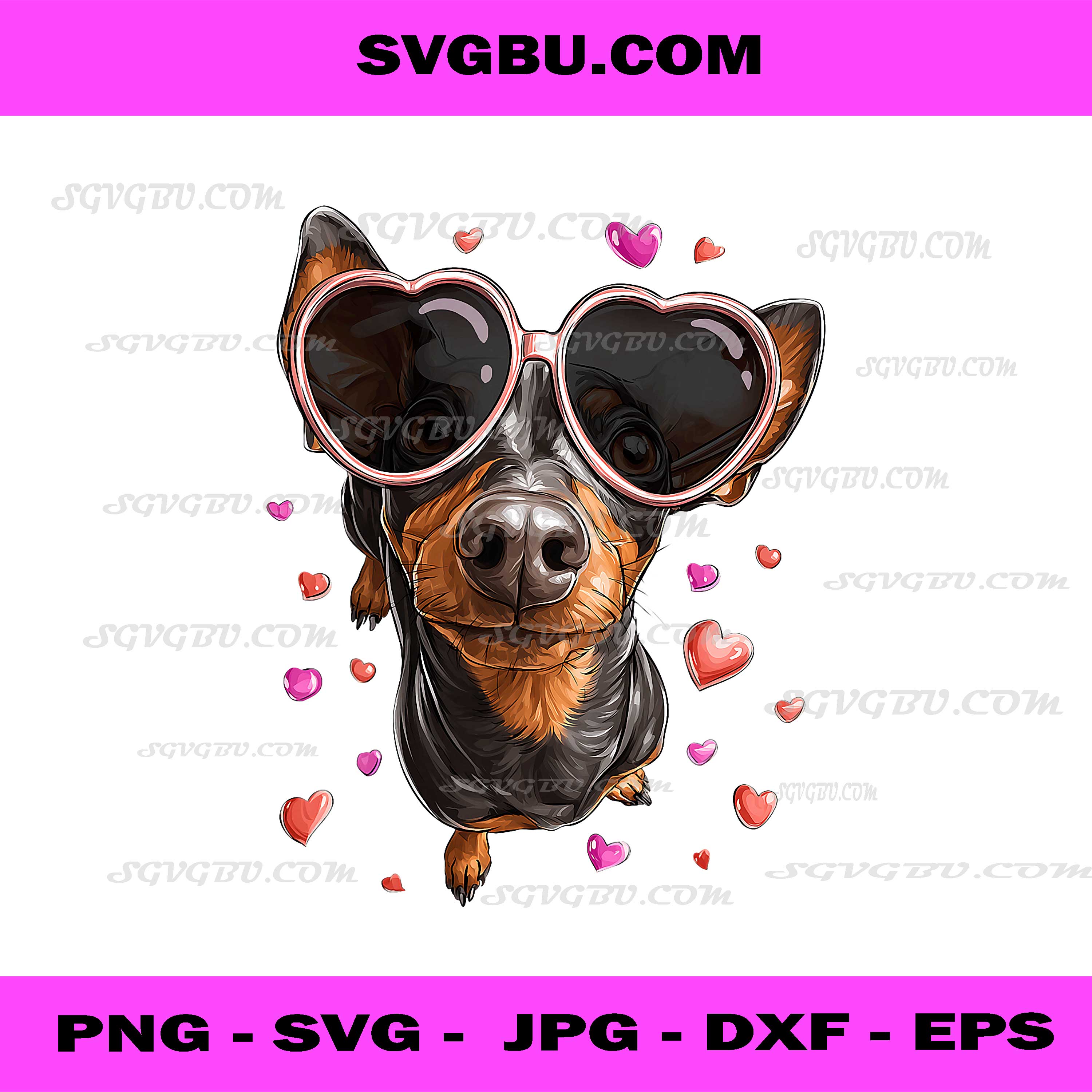 Miniature Pinscher PNG, Minpin Dog Valentine's Day Heart PNG, Dog Lover PNG
