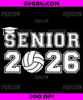 Volleyball Senior 2026 Graduation PNG, Class of 2026 Graduate Retro Design
