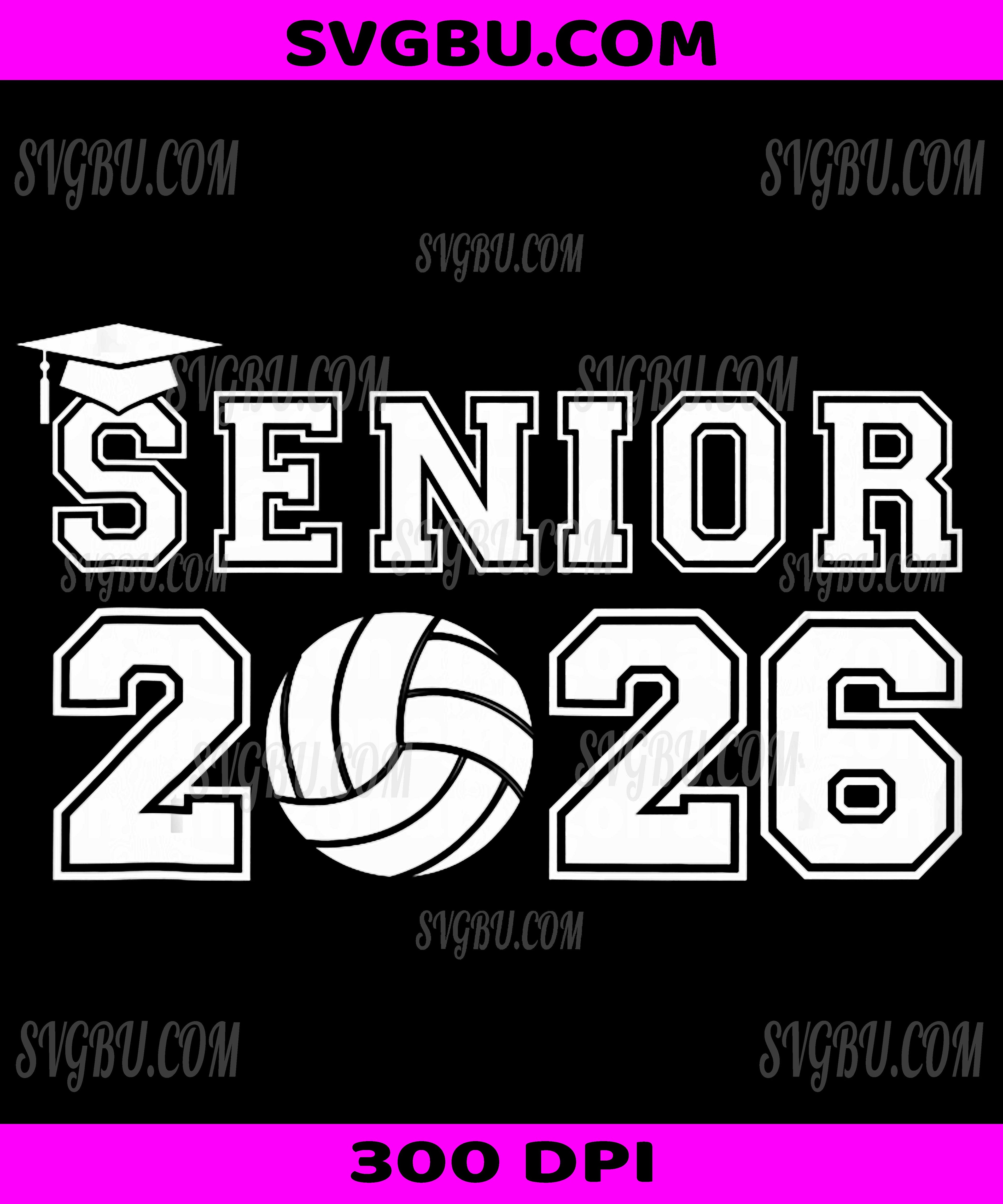 Volleyball Senior 2026 Graduation PNG, Class of 2026 Graduate Retro Design