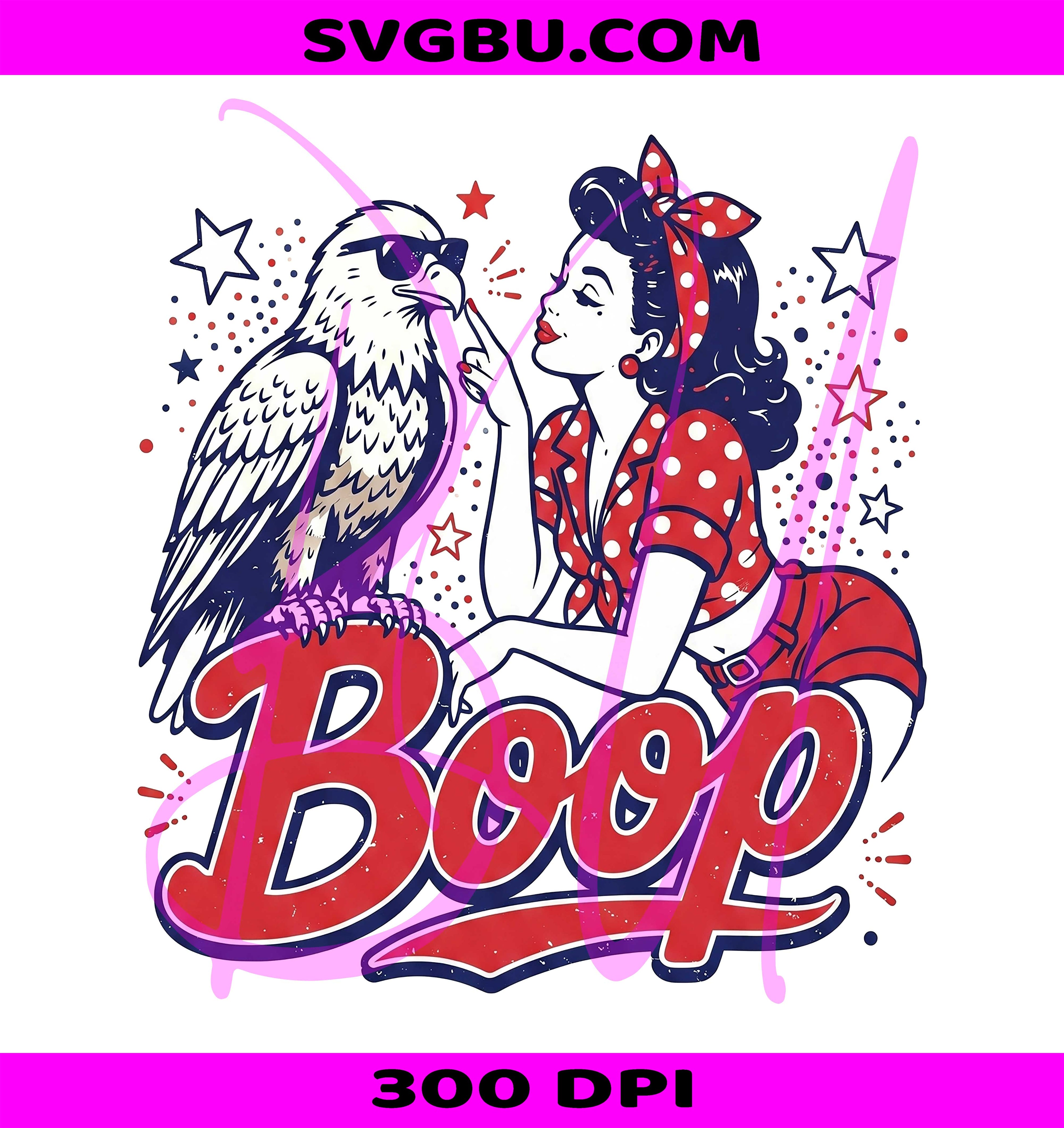 Boop Patriotic Eagle PNG, Funny America 250 PNG, Vintage 4th of July Girl PNG