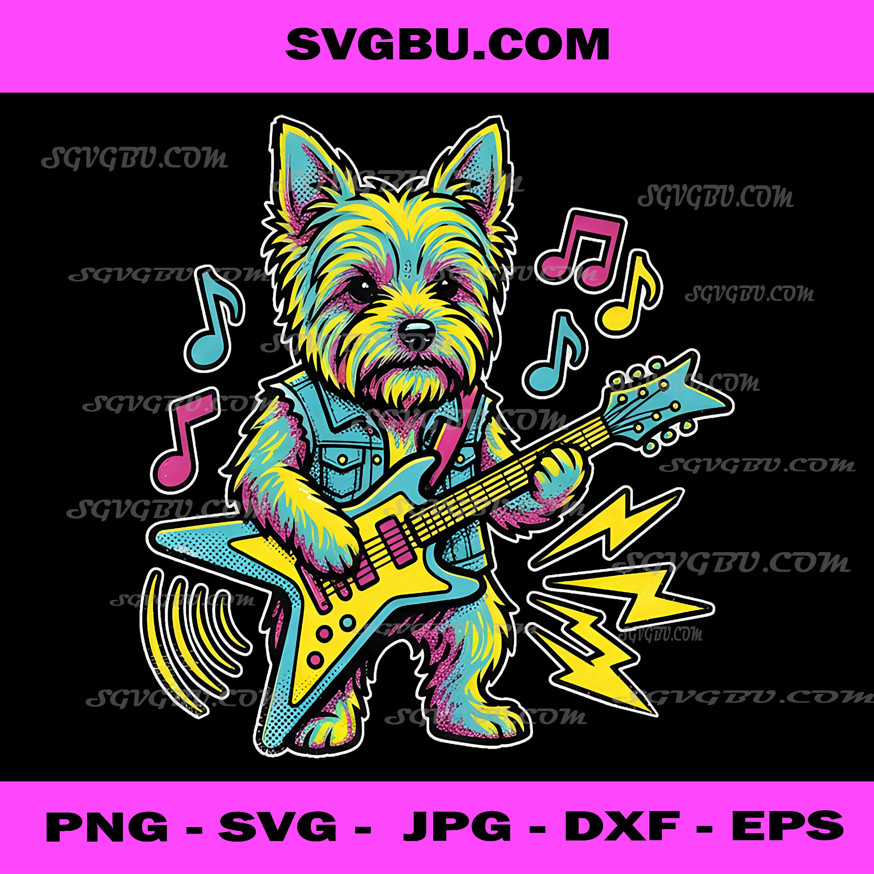 Yorkie Rock Funny Dog Graphic PNG, Yorkie Rock Humor PNG