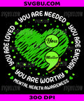 You Matter You Are Enough Semicolon PNG, Mental Health Awareness Retro Design