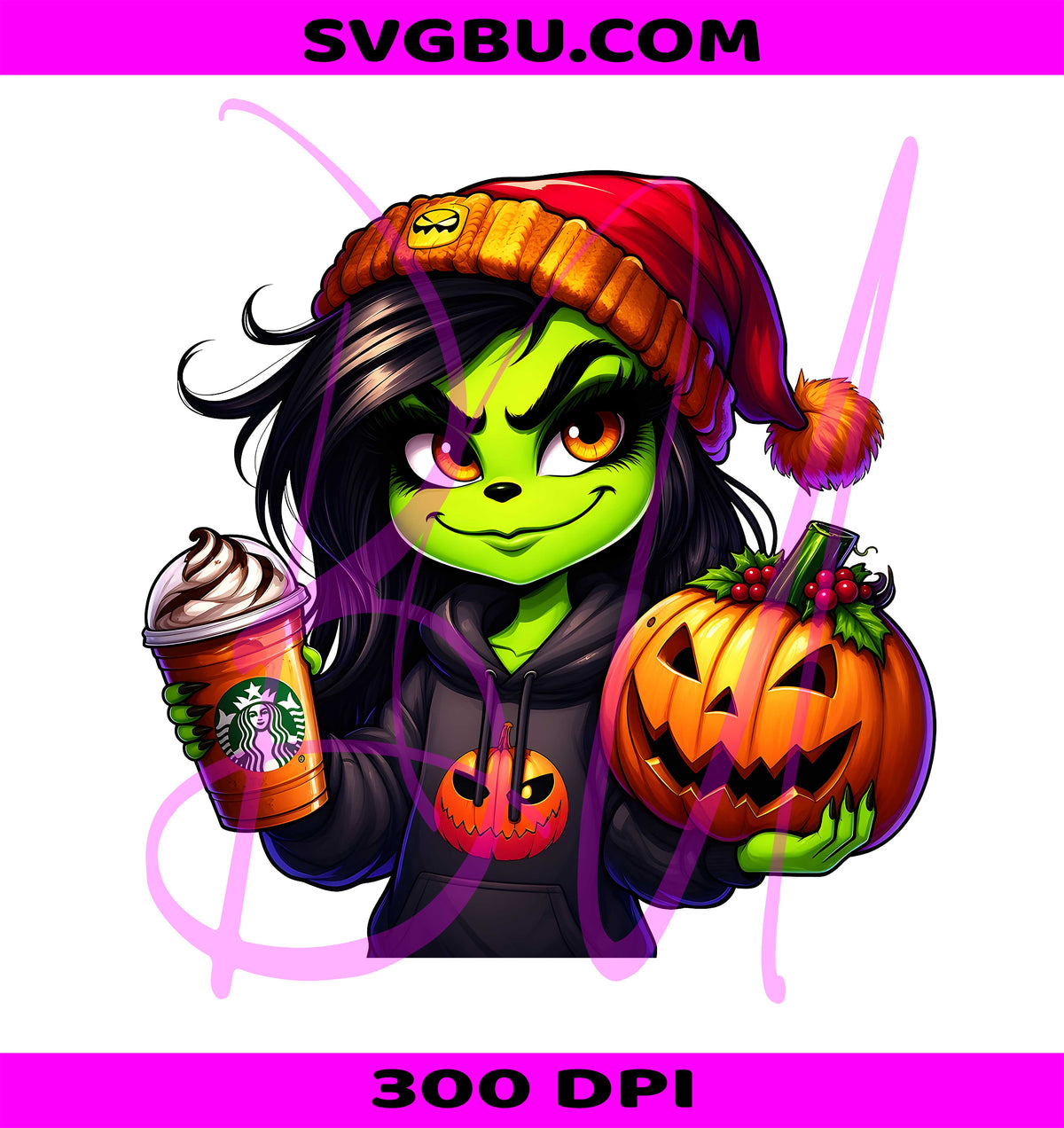 Grinch Starbucks PNG, Grinch Pumpkin PNG, Halloween Grinch PNG