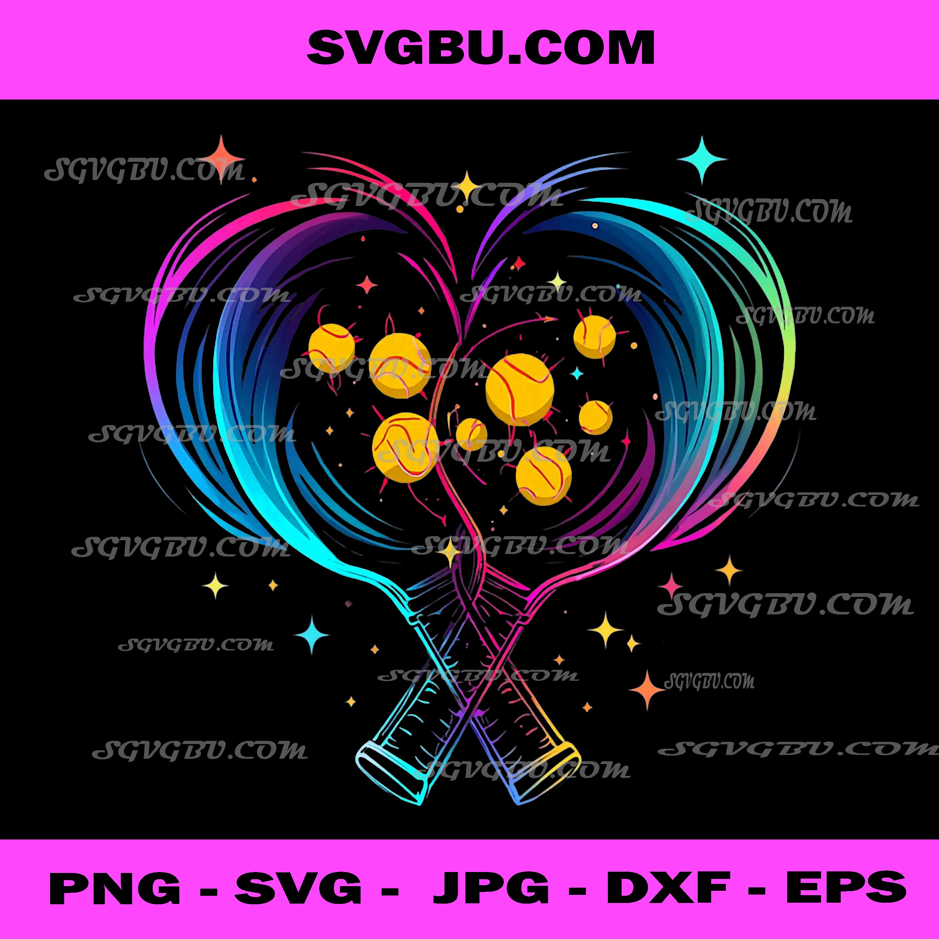 Pickleball Heart Paddle Starry Galaxy PNG, Pickleball Player PNG