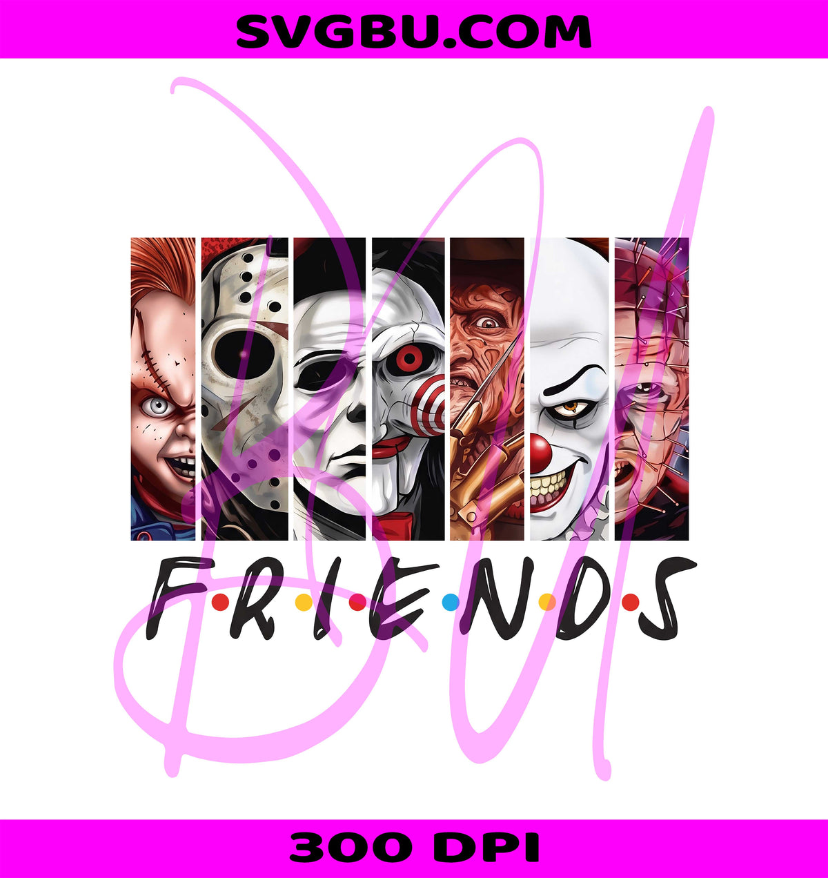 Horror Characters PNG, Spooky Movie Friends PNG, Horror Movie PNG