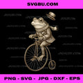 Vintage Frog Riding Penny Farthing PNG, Steampunk Toad Art PNG