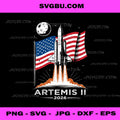 Artemis II 2026 PNG, NASA Space Mission American Flag Rocket Design