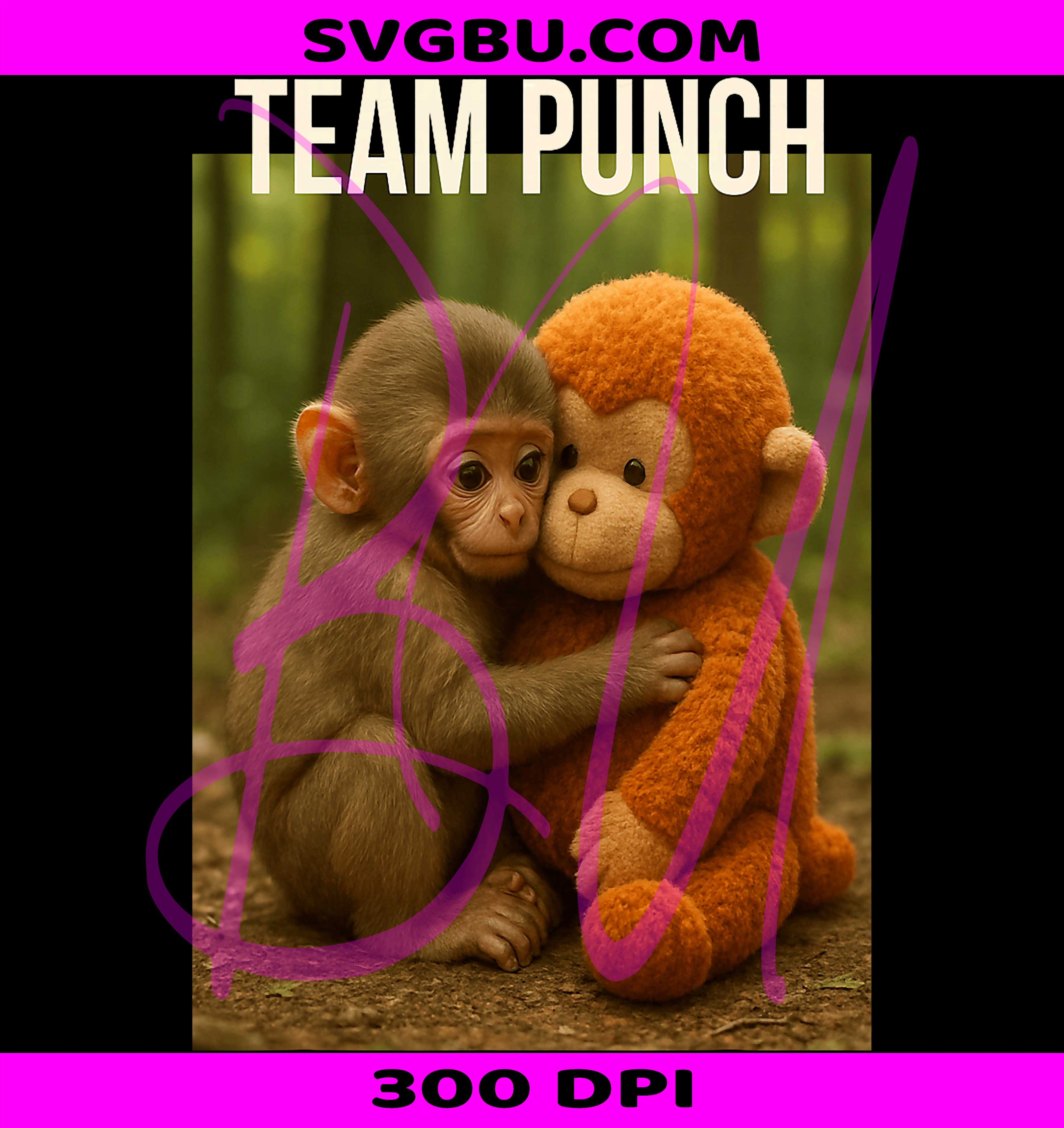 Cute Baby Monkey Punch PNG, Trendy Team Punch Zoo Design PNG