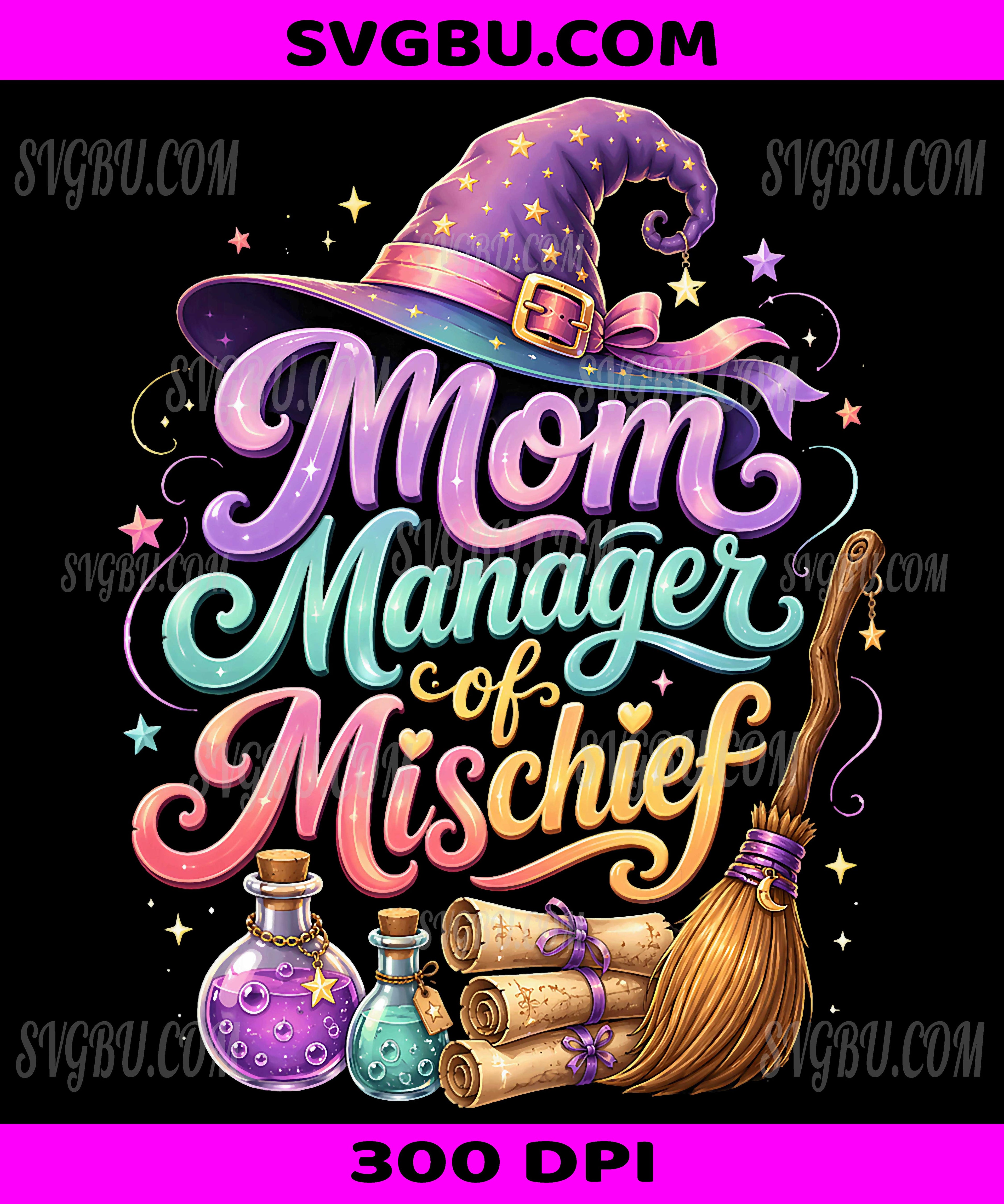 Mom Manager of Mischief Halloween, Witchy Motherhood Magic PNG
