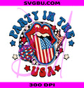 Party In The USA PNG, American Flag Tongue PNG, Disco Ball USA PNG