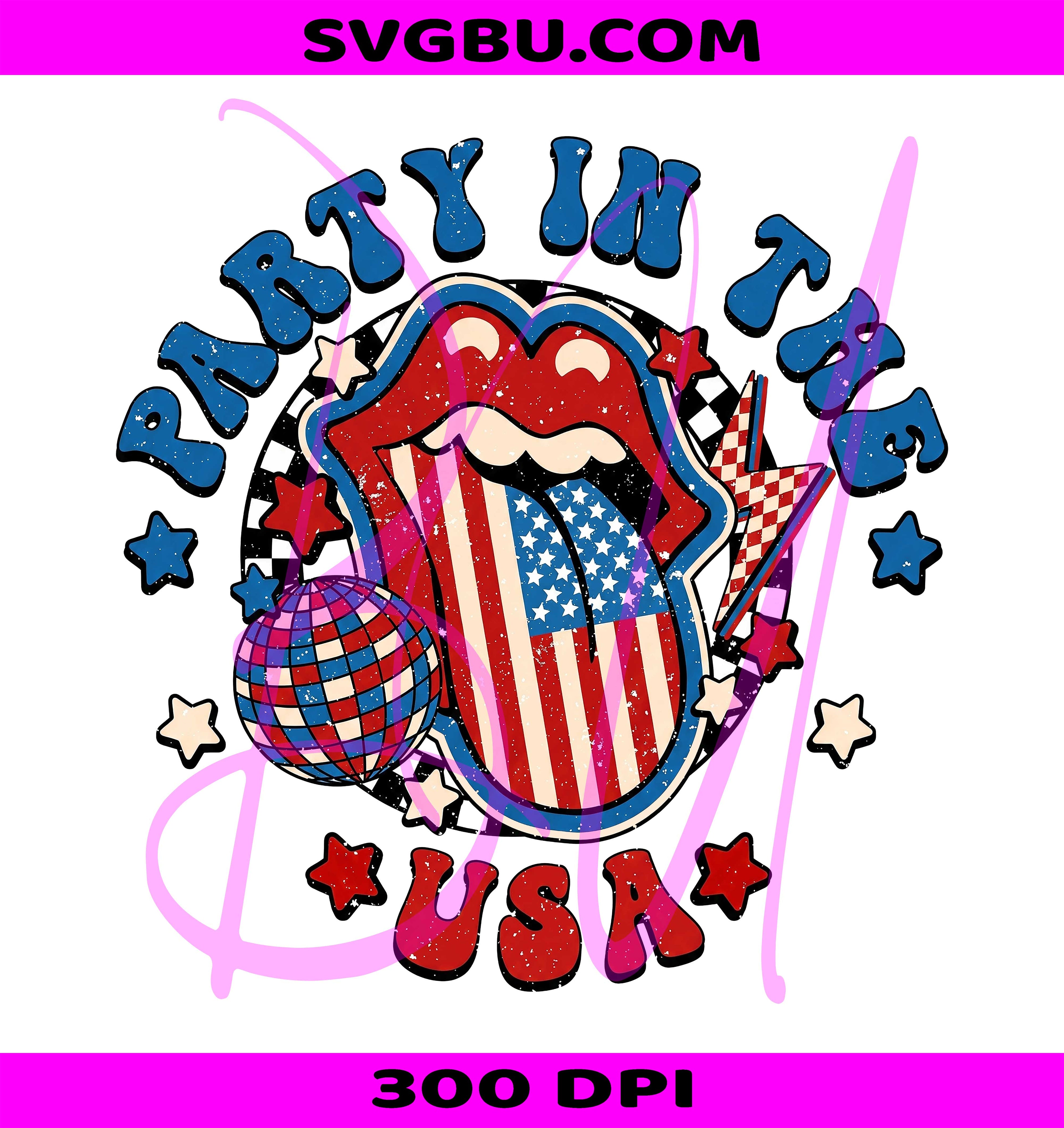 Party In The USA PNG, American Flag Tongue PNG, Disco Ball USA PNG