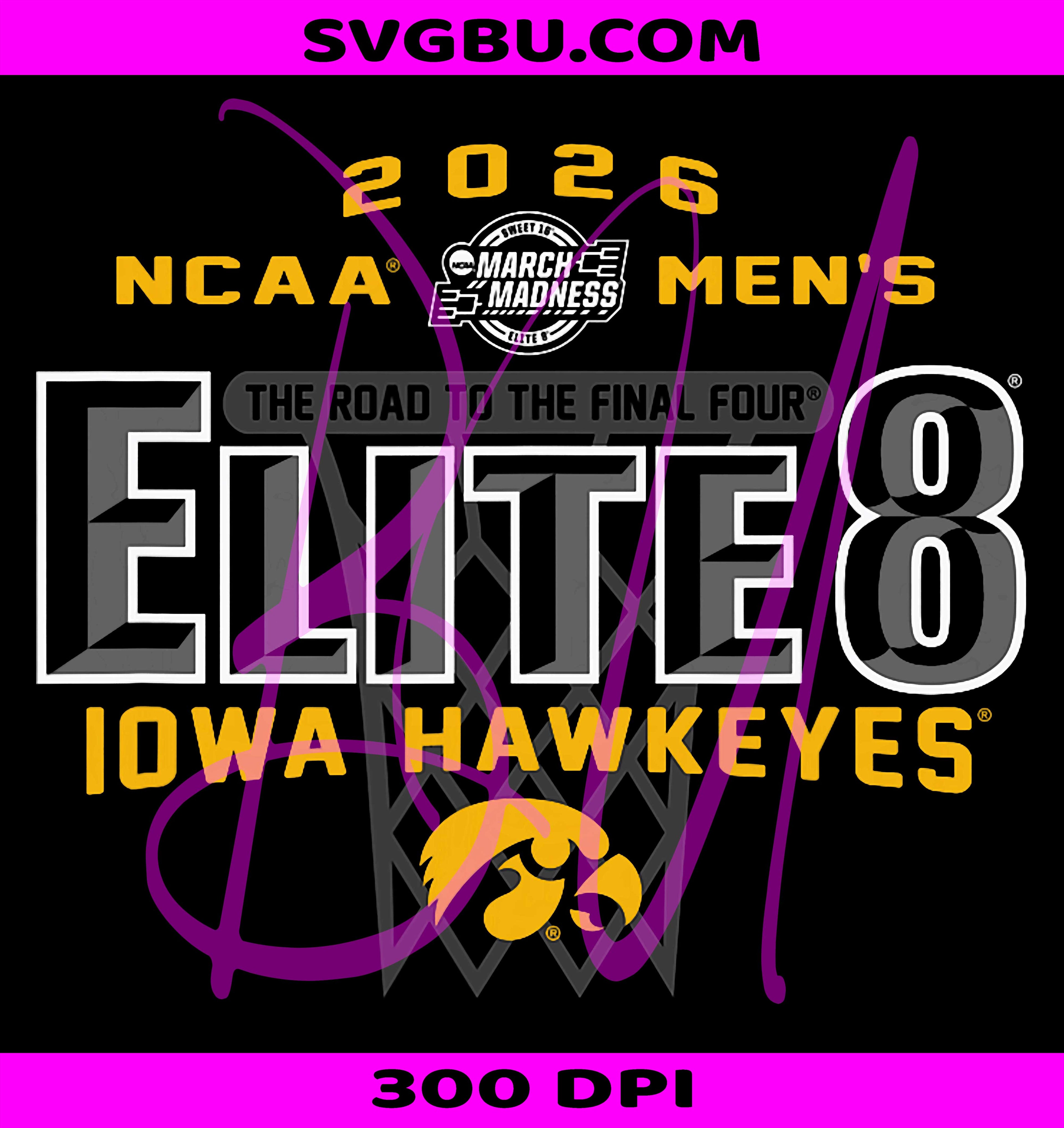 Iowa Hawkeyes Elite 8 2026 PNG, Men's March Madness Basketball PNG