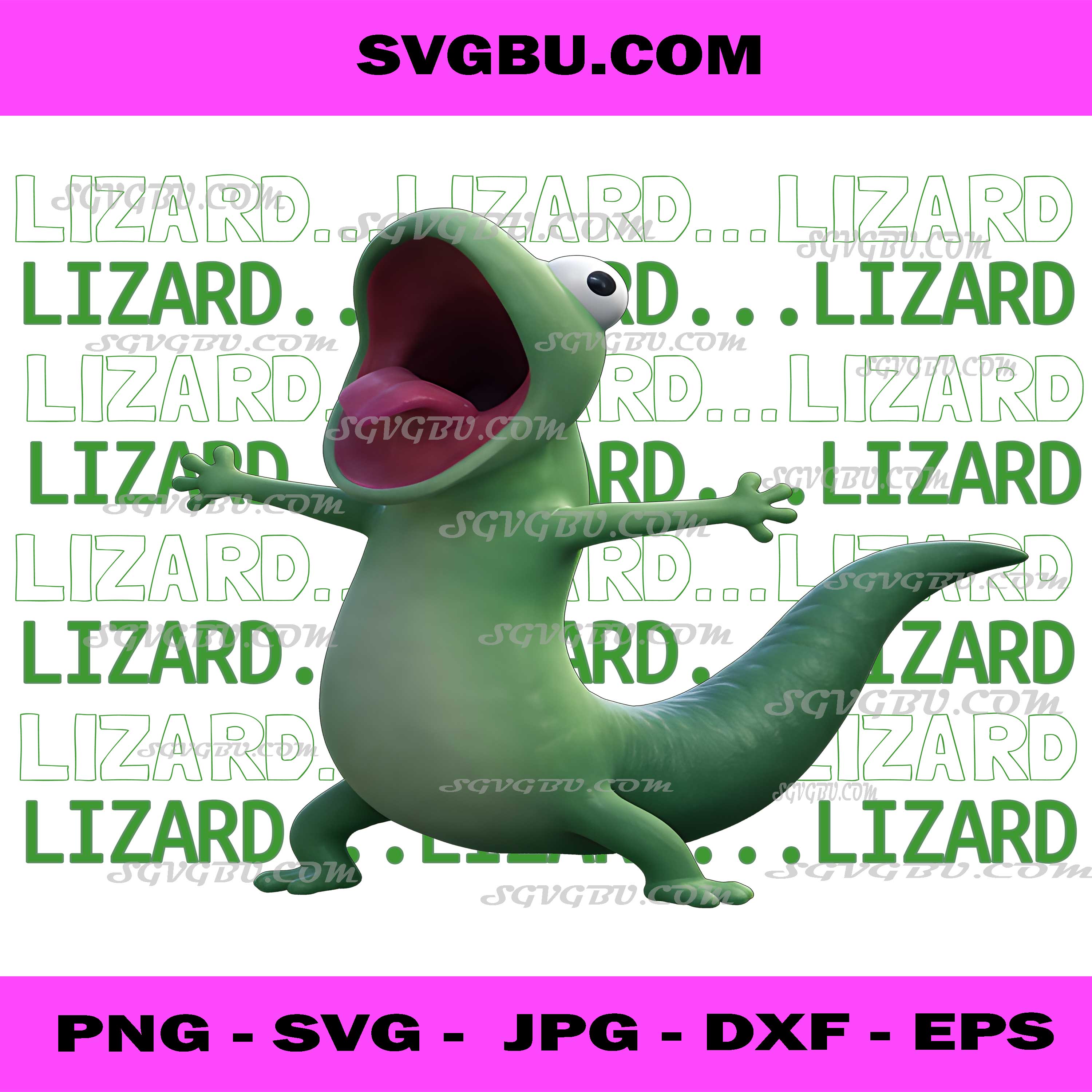 Screaming Lizard, Funny Green Gecko Reptile Cartoon PNG