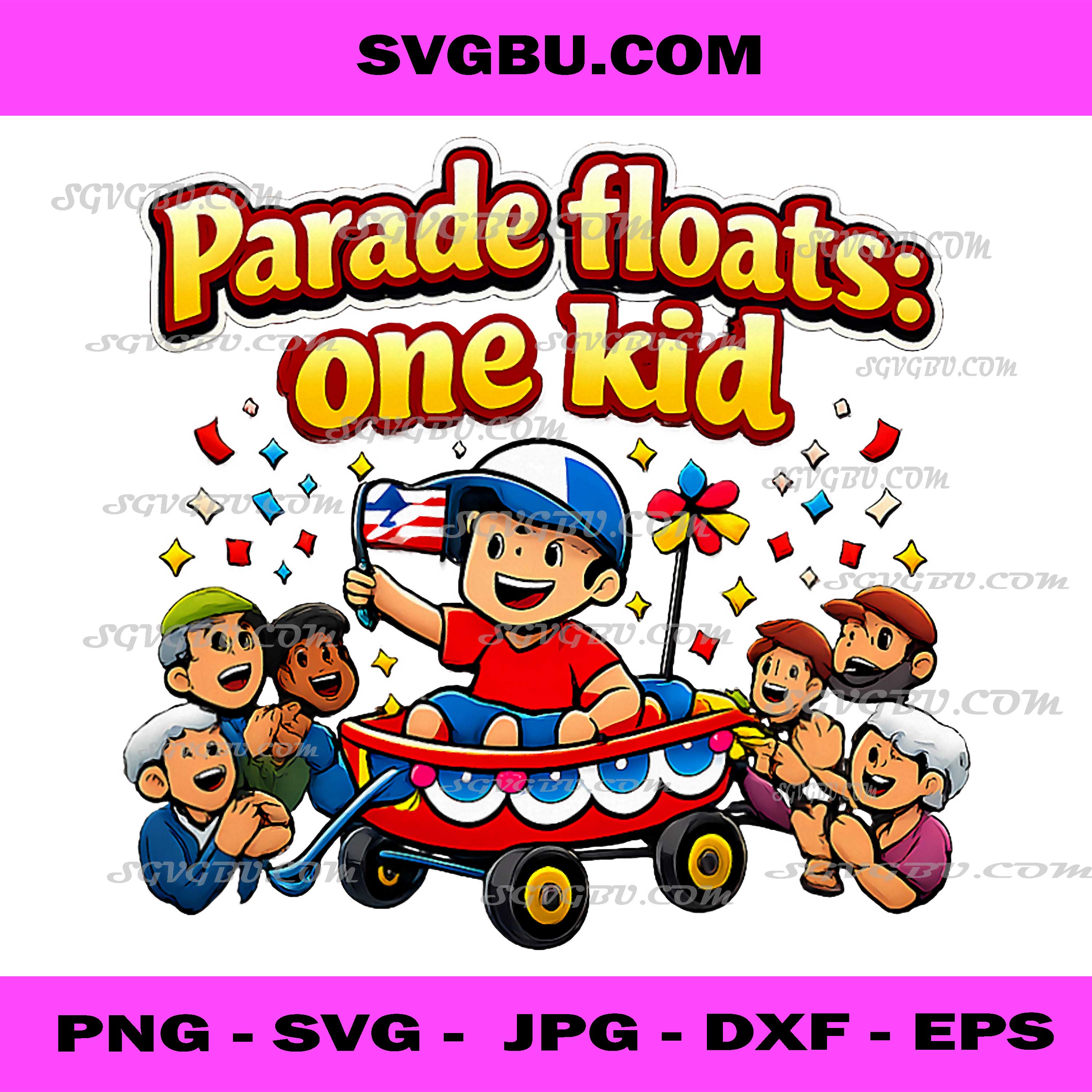 Parade Floats One Kid PNG, 4th of July Celebration Kids Art PNG