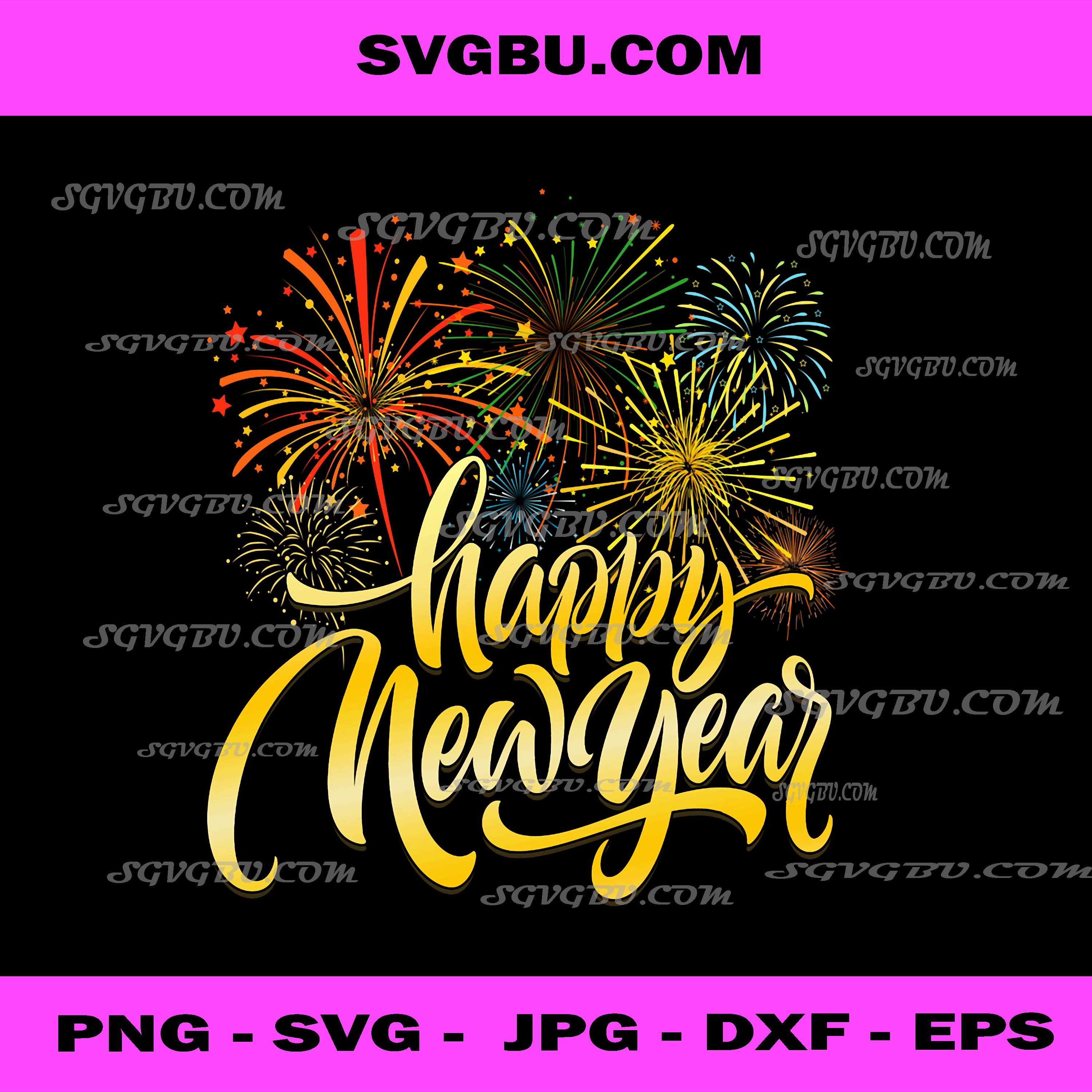 Happy New Year 2026 PNG, Fireworks New Years Eve Party Supplies PNG