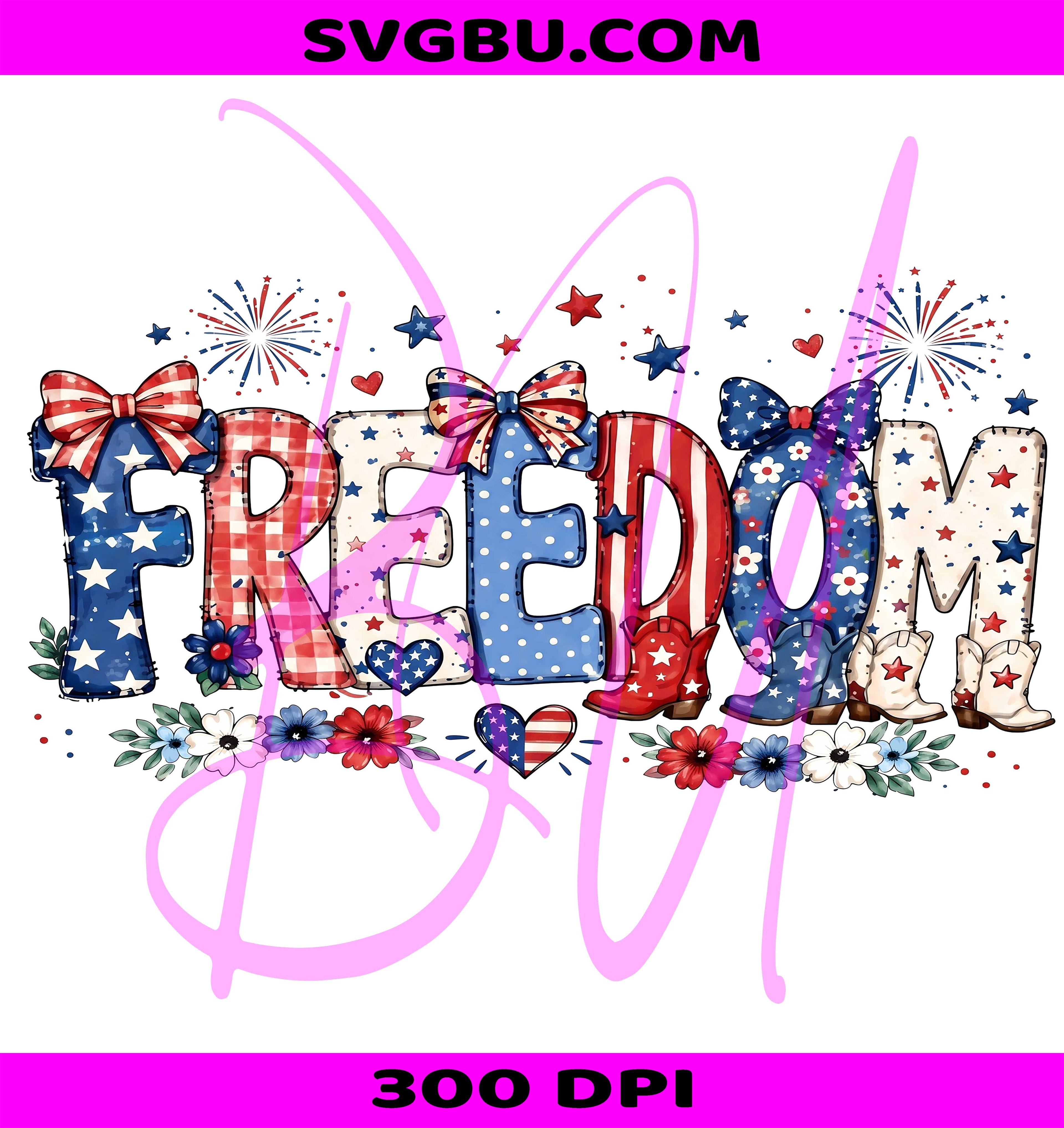 Floral Freedom PNG,American Flag PNG,Distressed Letters PNG