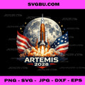 Artemis 2028 PNG, NASA Space Mission American Flag Moon Rocket Design