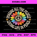 Retro Peace Flower Imagine All The People Boho Hippie PNG, 70s PNG