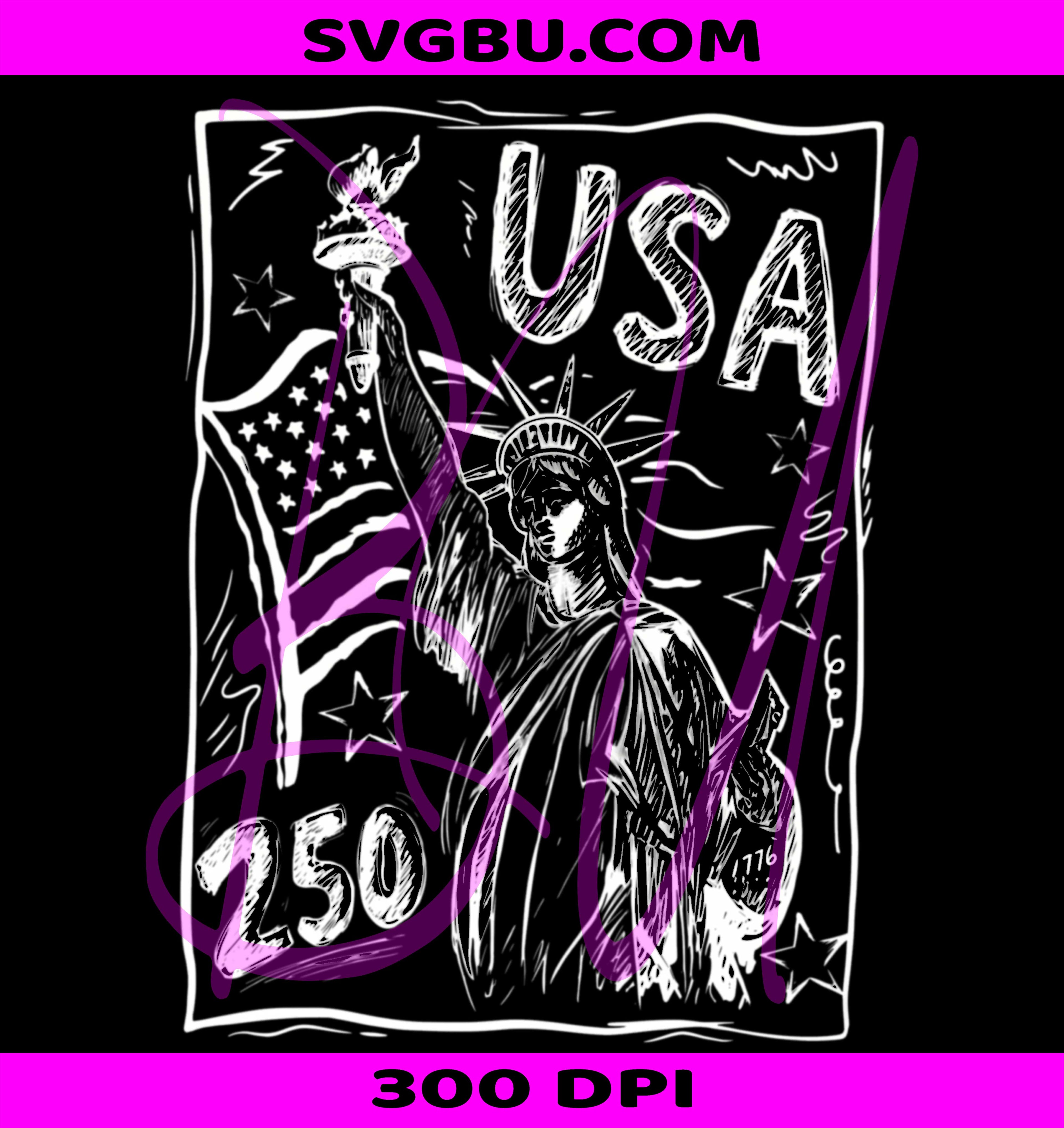 USA 250 Statue of Liberty PNG, 4th of July Independence Day Design PNG