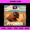Beautiful Wyoming Nature with Bison Graphic PNG