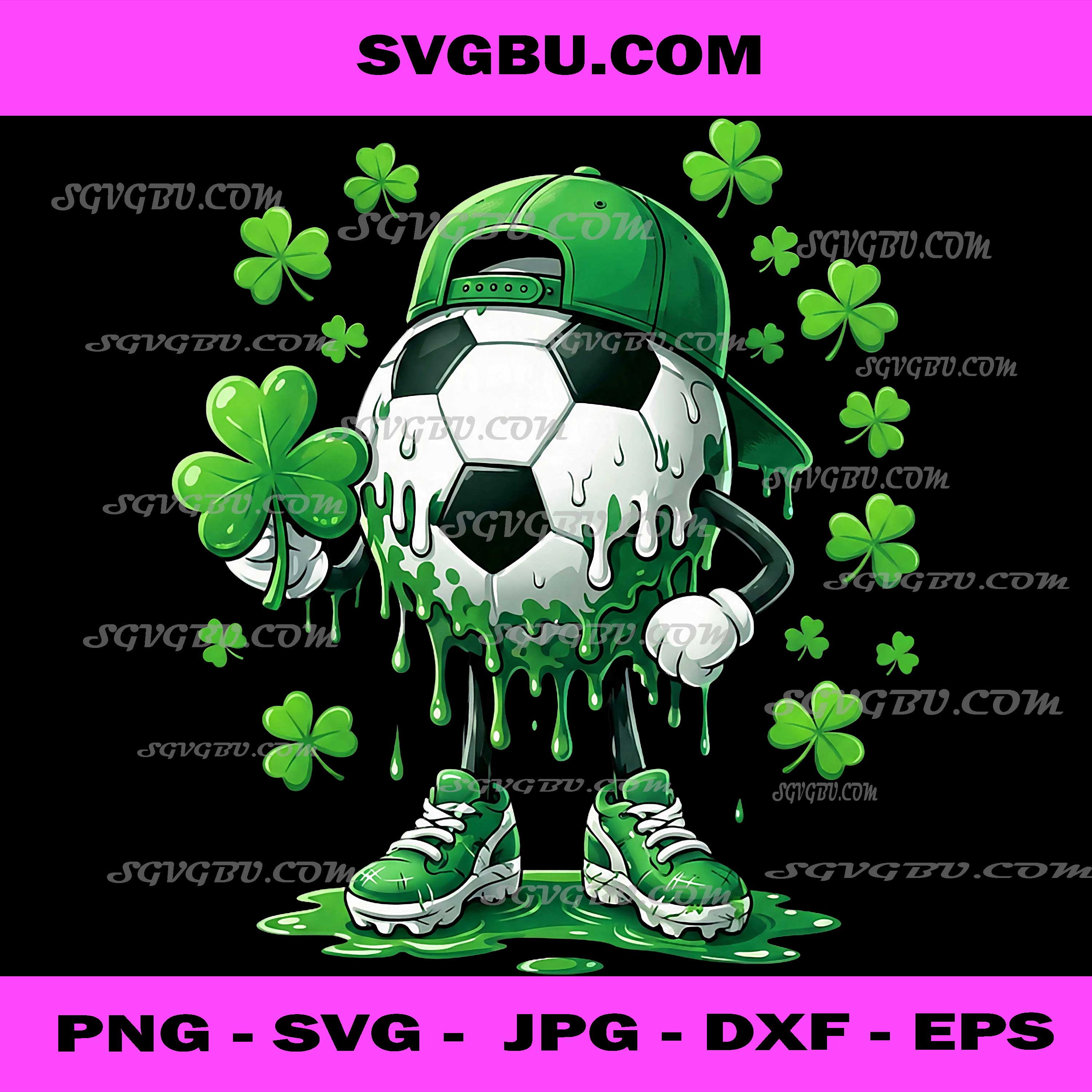 Saint Patrick Soccer Ball Guy Clover Irish Luck PNG, Soccer PNG