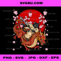 Vintage Japanese Samurai Cat PNG, Ninja Dragon Kawaii Anime Lover PNG