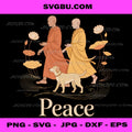 Buddhist Monks Walking With Dog Peace PNG, Zen Spiritual Art PNG