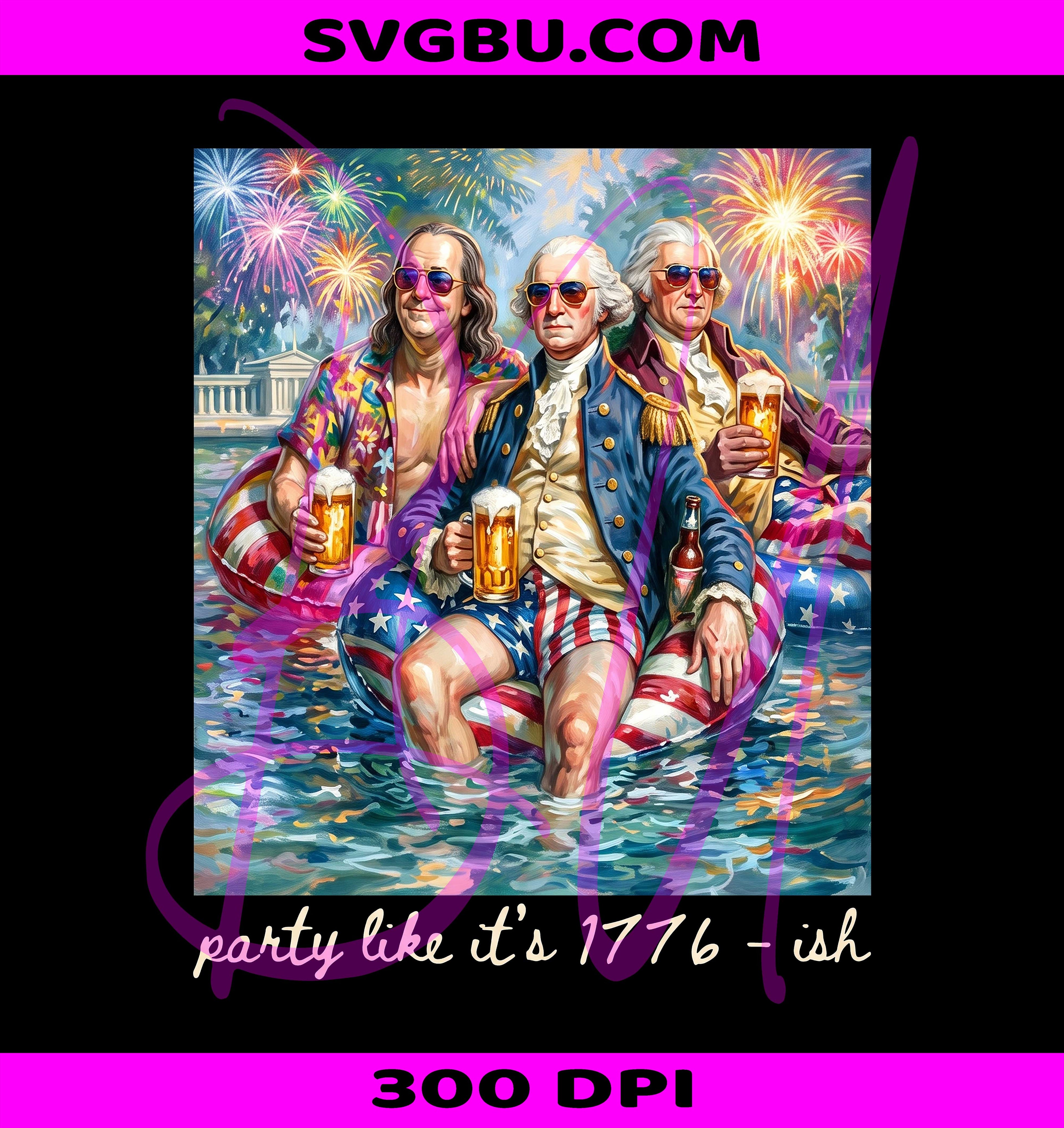 Founding Fathers Pool Party PNG, 4th Of July Pool PNG, Patriotic Bundle PNG