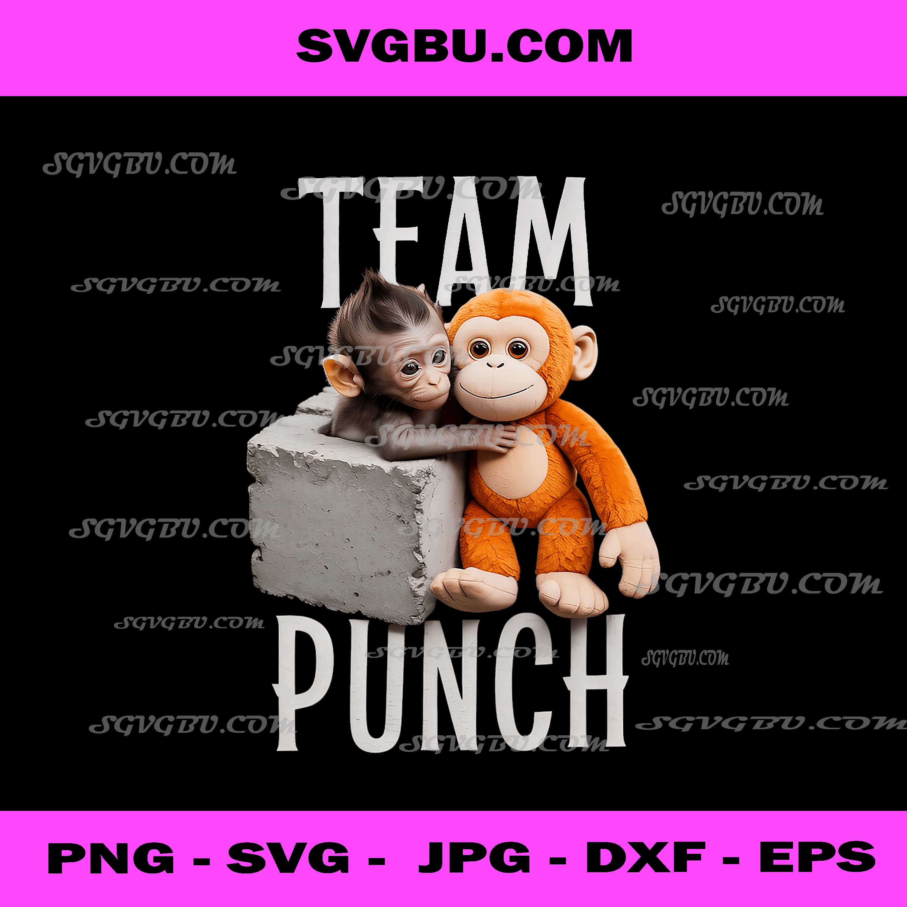Team Punch Funny Baby Monkey Orange Teddy Bear PNG, Cute Art PNG