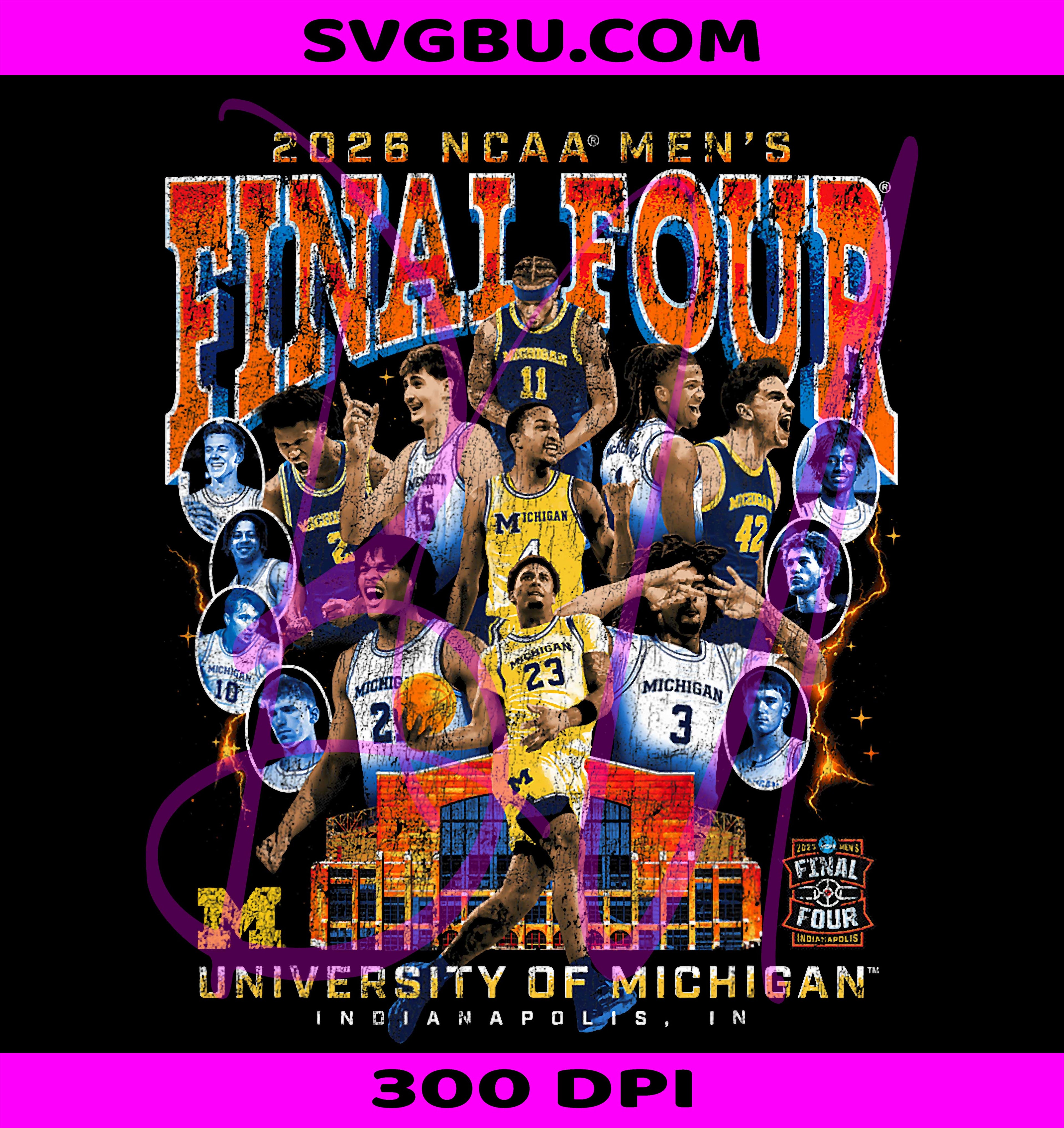 Michigan Mens Basketball Final Four PNG, March Madness Team Nil PNG