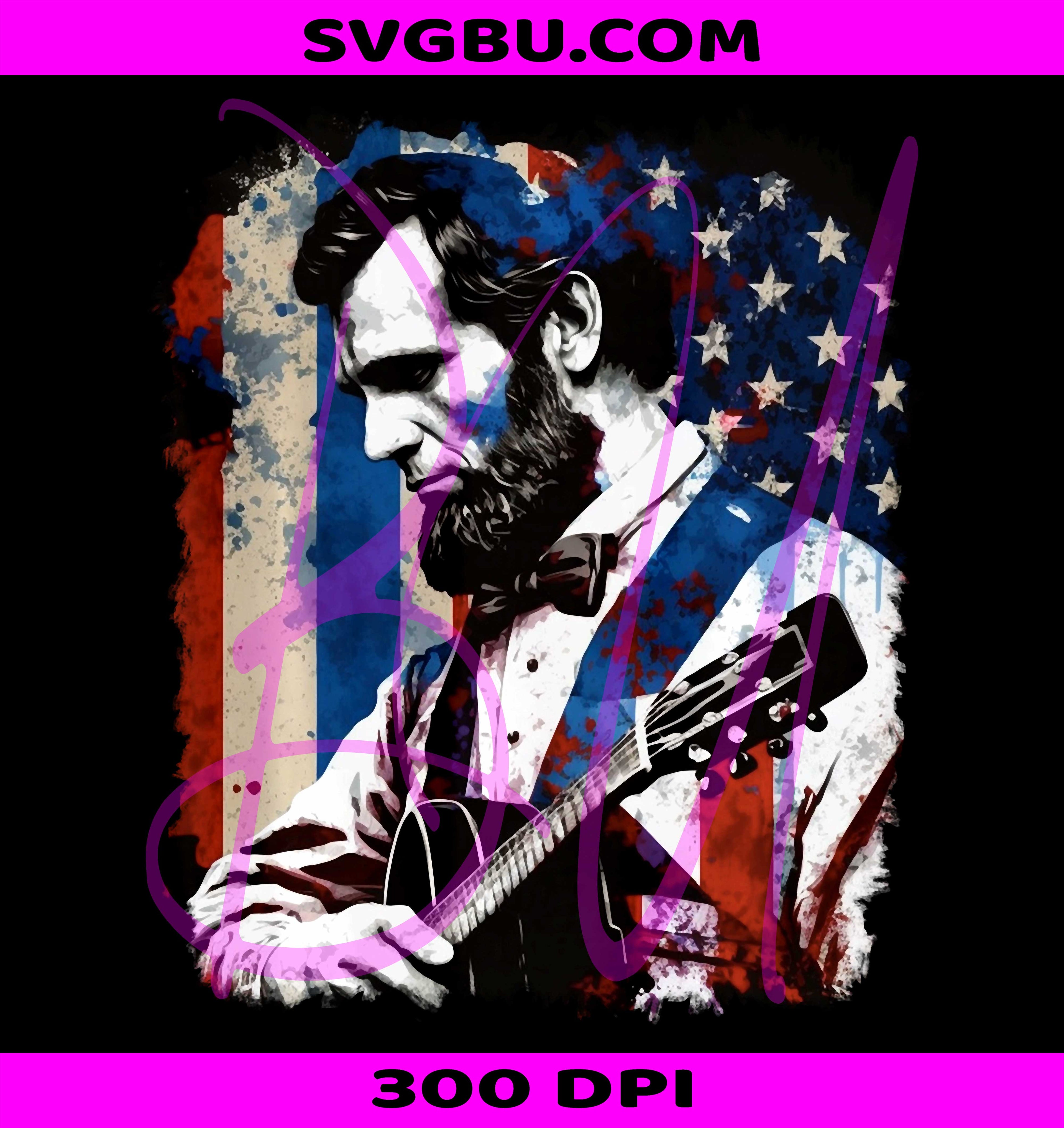 Lincoln Playing Guitar PNG, 4th Of July PNG, USA Flag Lincoln PNG
