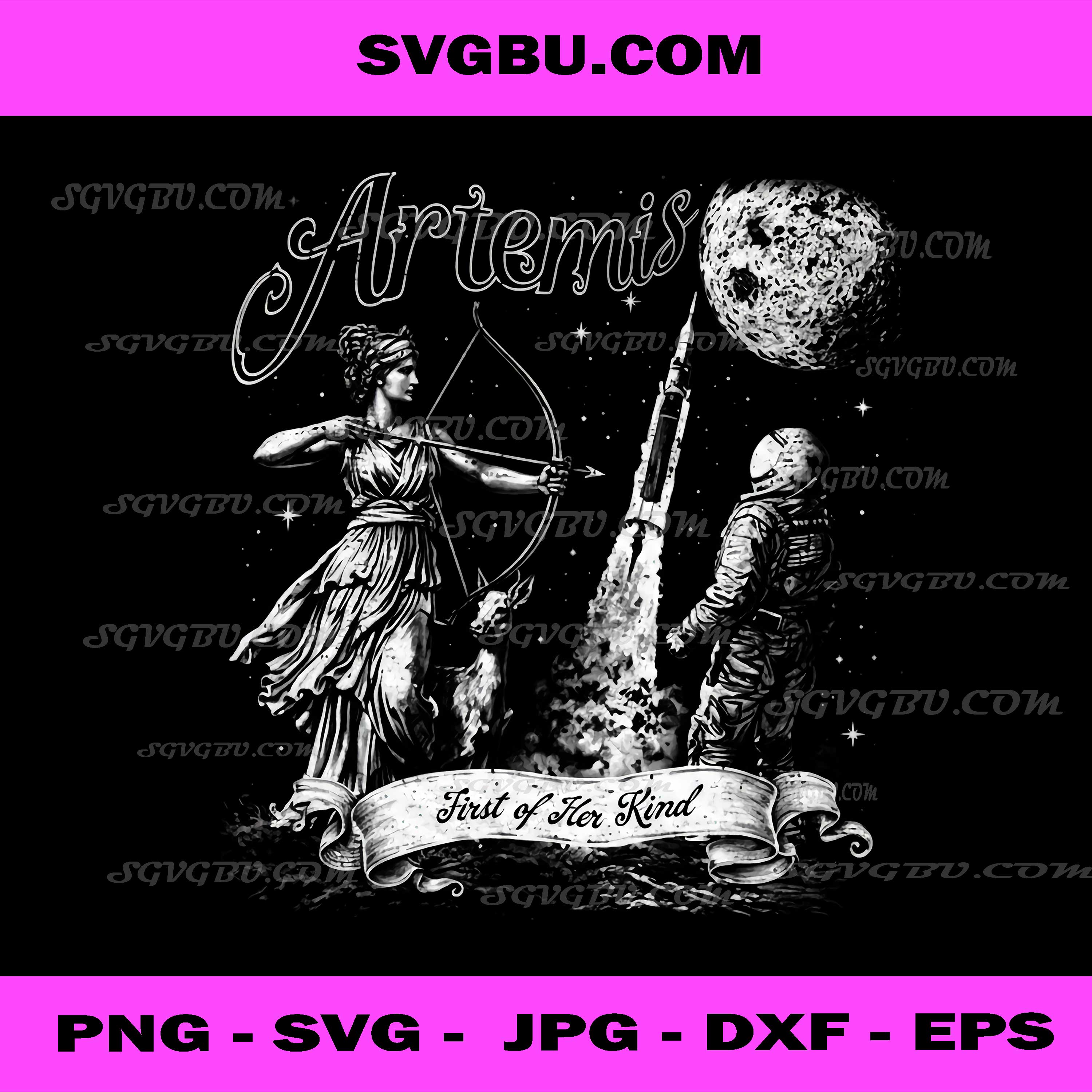 Artemis First of Her Kind PNG, Greek Goddess and Astronaut Space Design